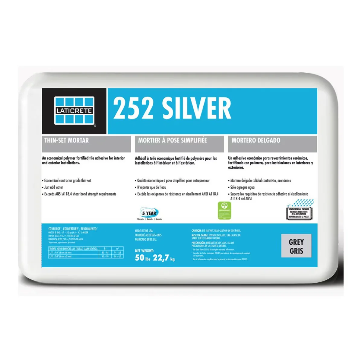 252 Silver Thinset Grey