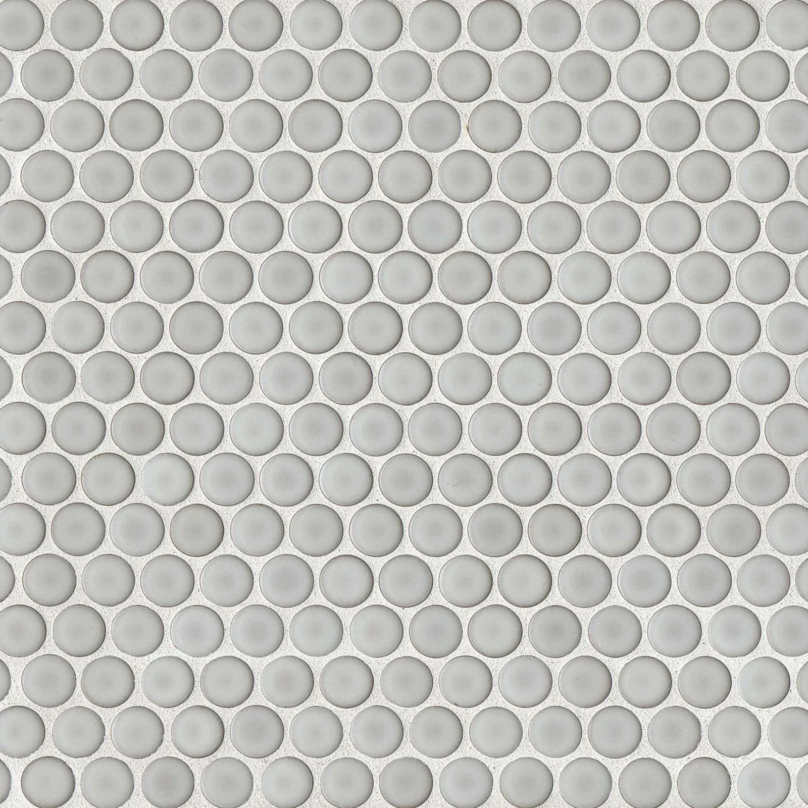 360° 3/4" Penny Round Glazed Porcelain Mosaic 12X12 Dove Grey Gloss