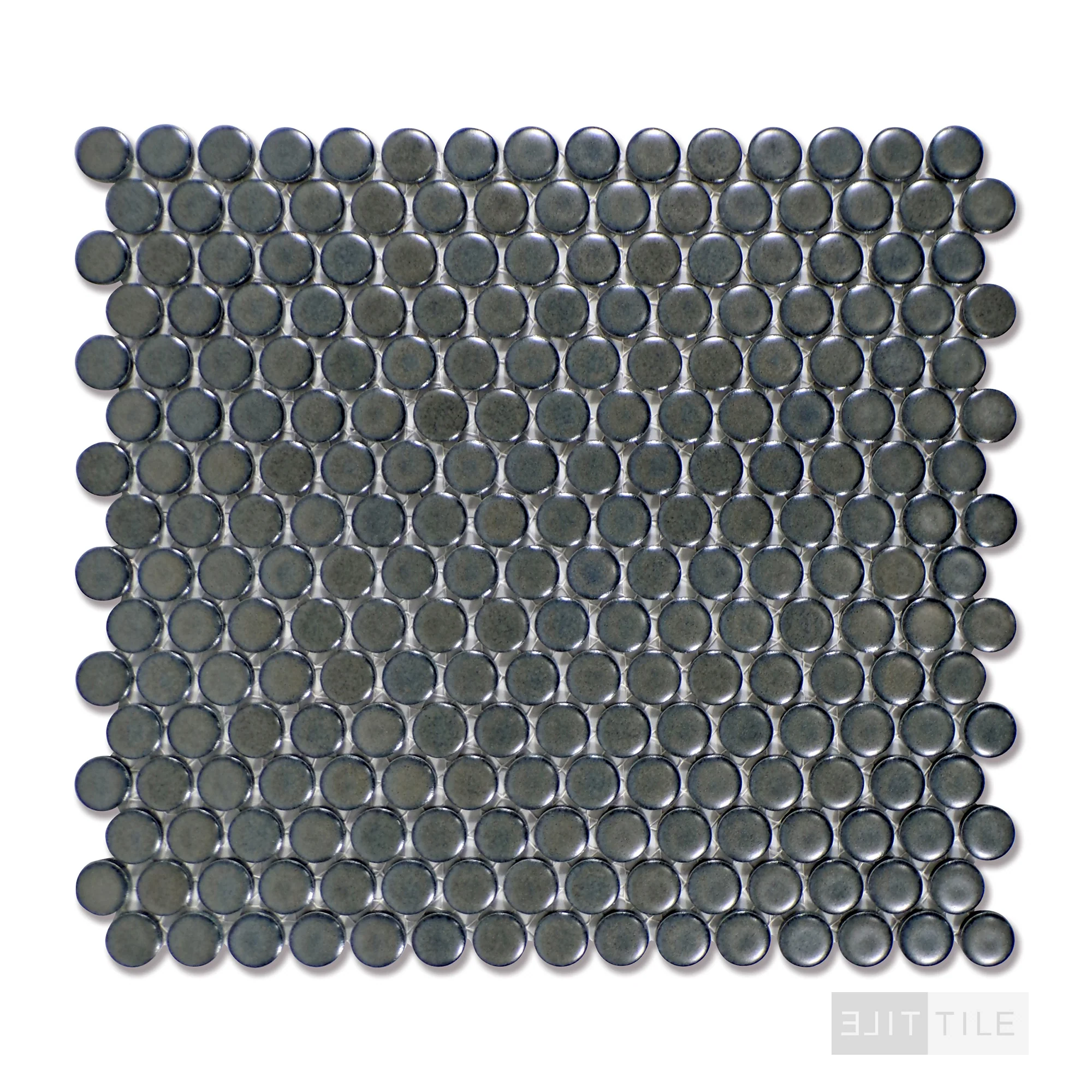 360° 3/4" Penny Round Glazed Porcelain Mosaic 12X12 Iron Matte - Image 2