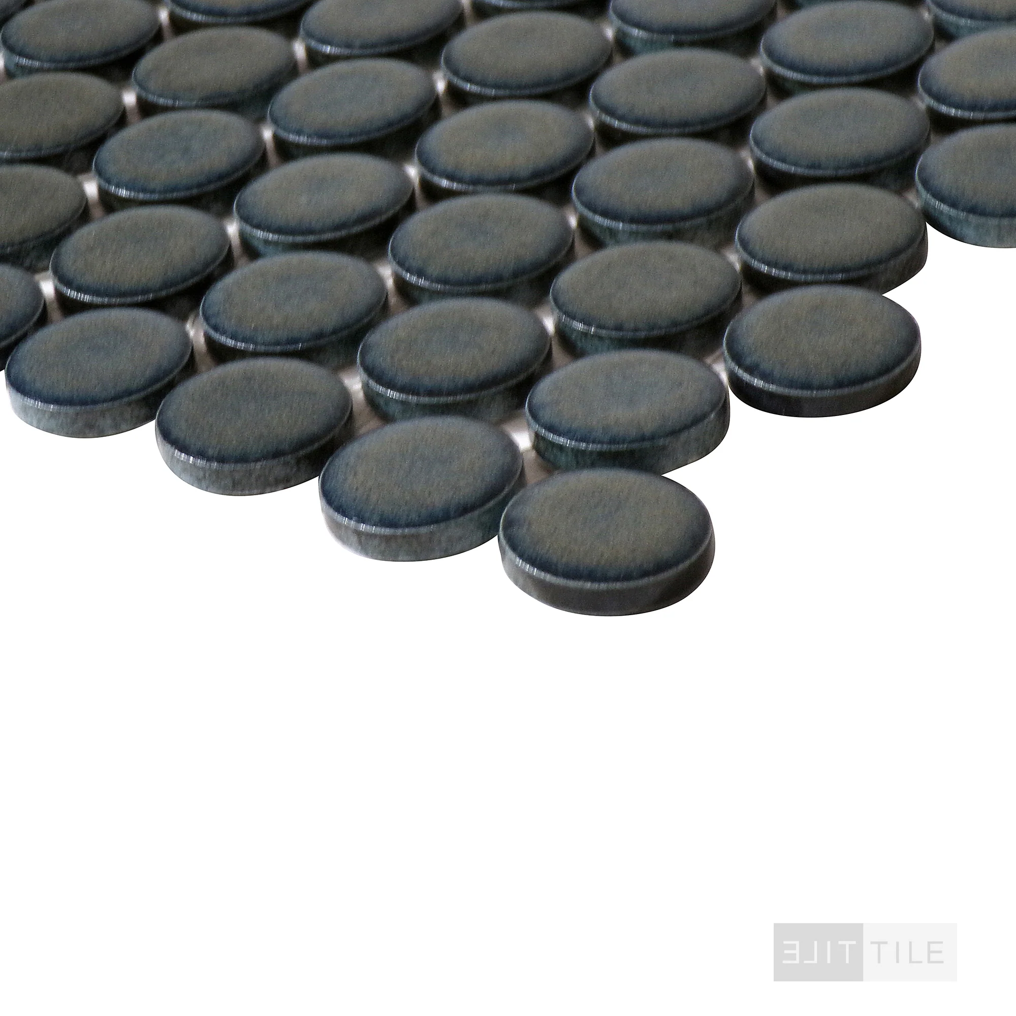 360° 3/4" Penny Round Glazed Porcelain Mosaic 12X12 Iron Matte - Image 3