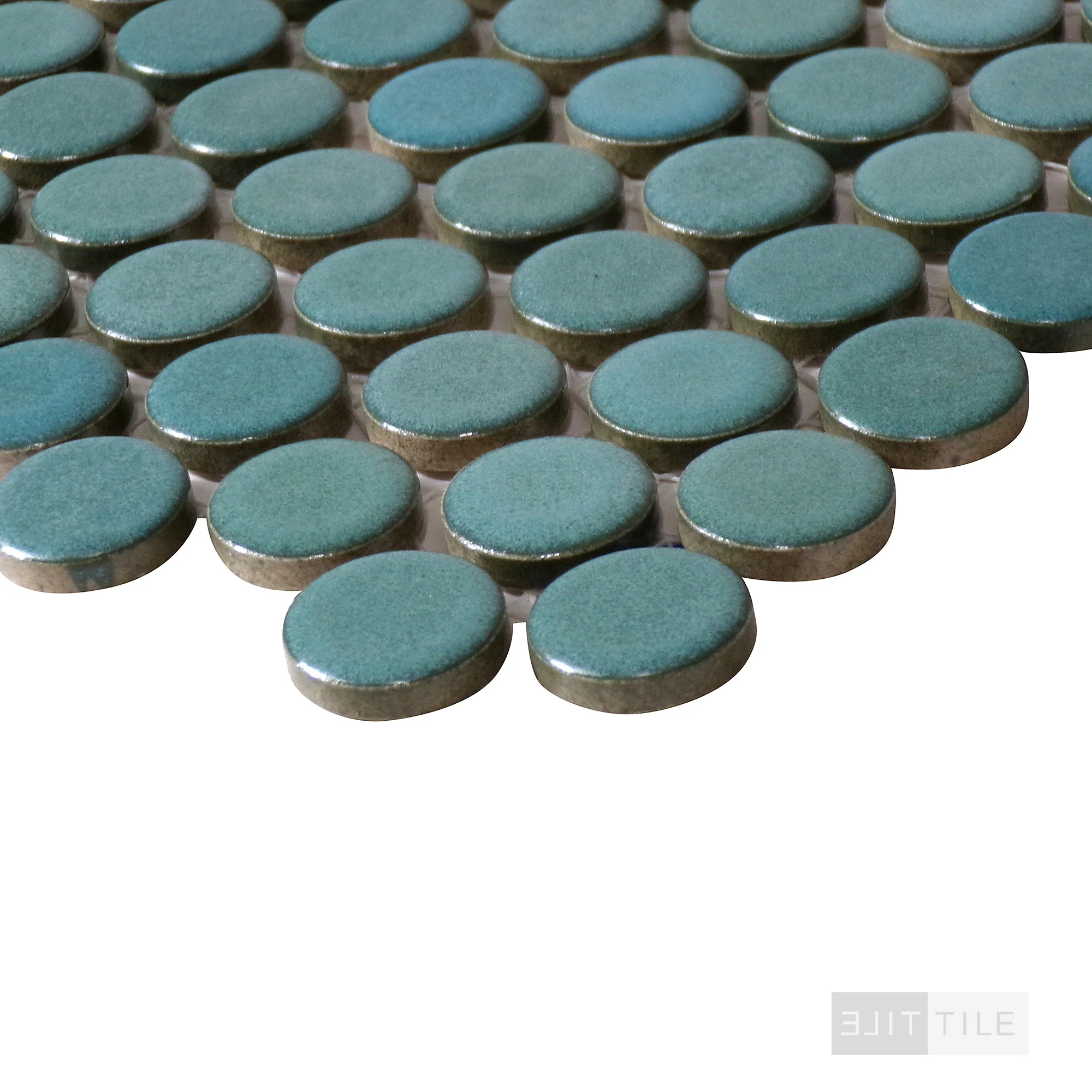 360° 3/4" Penny Round Glazed Porcelain Mosaic 12X12 Silver Sage Matte - Image 4