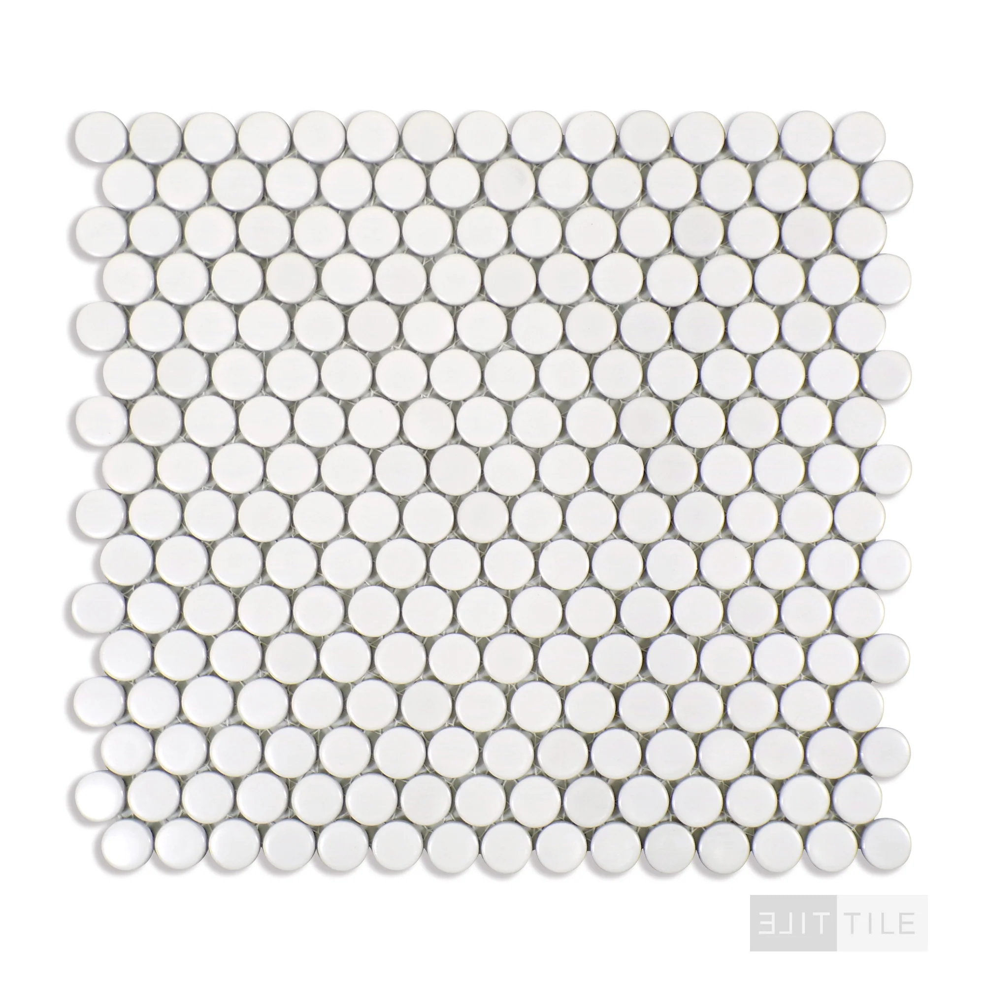 360° 3/4" Penny Round Glazed Porcelain Mosaic 12X12 White Matte - Image 3