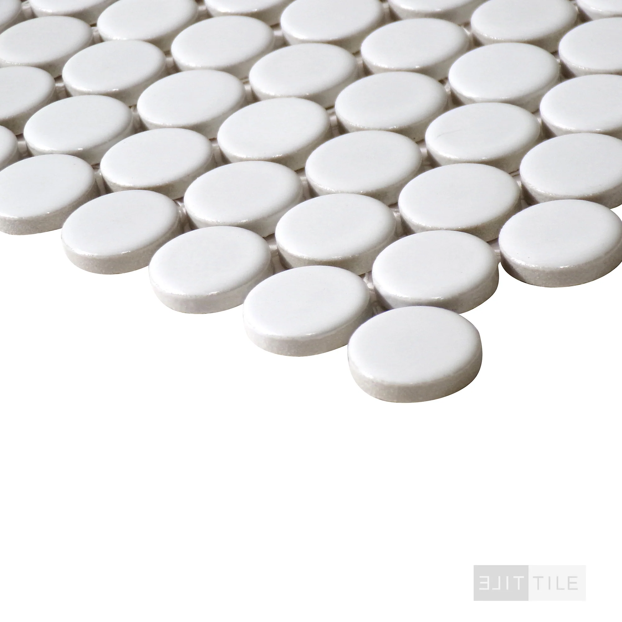 360° 3/4" Penny Round Glazed Porcelain Mosaic 12X12 White Matte - Image 4