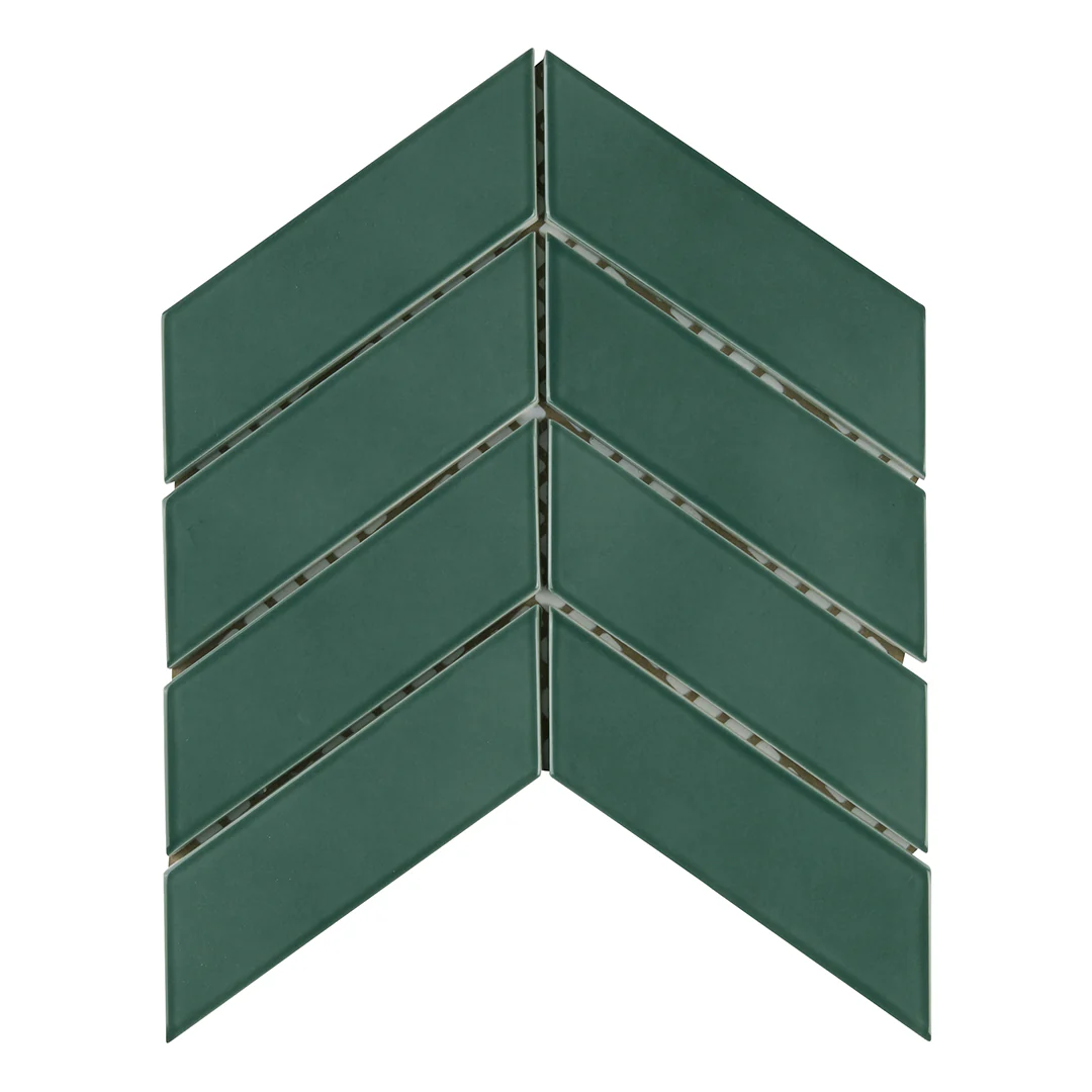 6th Avenue Chevron Mosaic 10-3/8X10 Jade Green Gloss - Image 2
