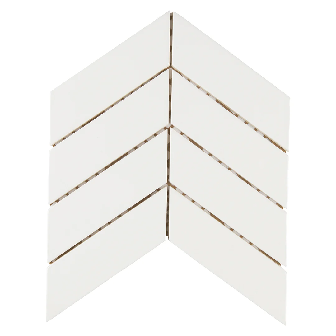 6th Avenue Chevron Mosaic 10-3/8X10 White Gloss - Image 2