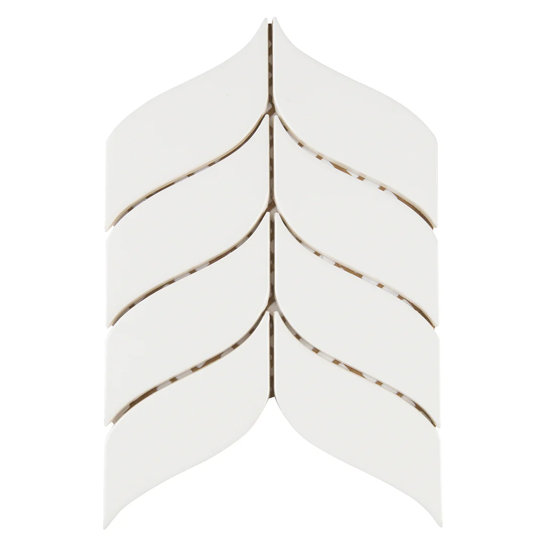 6th Avenue Chevron Mosaic 7-11/16X8-7/8 White Gloss - Image 2