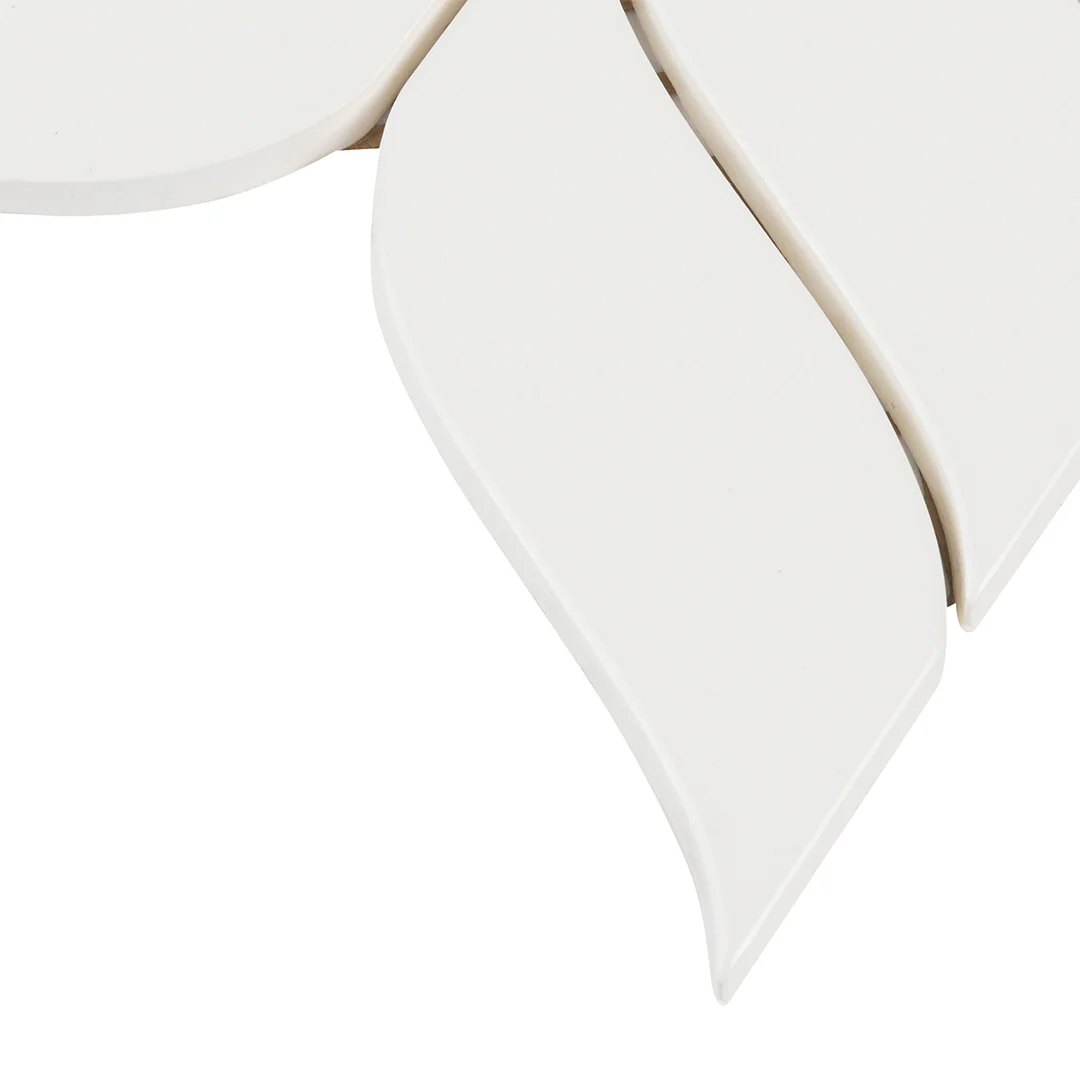 6th Avenue Chevron Mosaic 7-11/16X8-7/8 White Gloss - Image 3