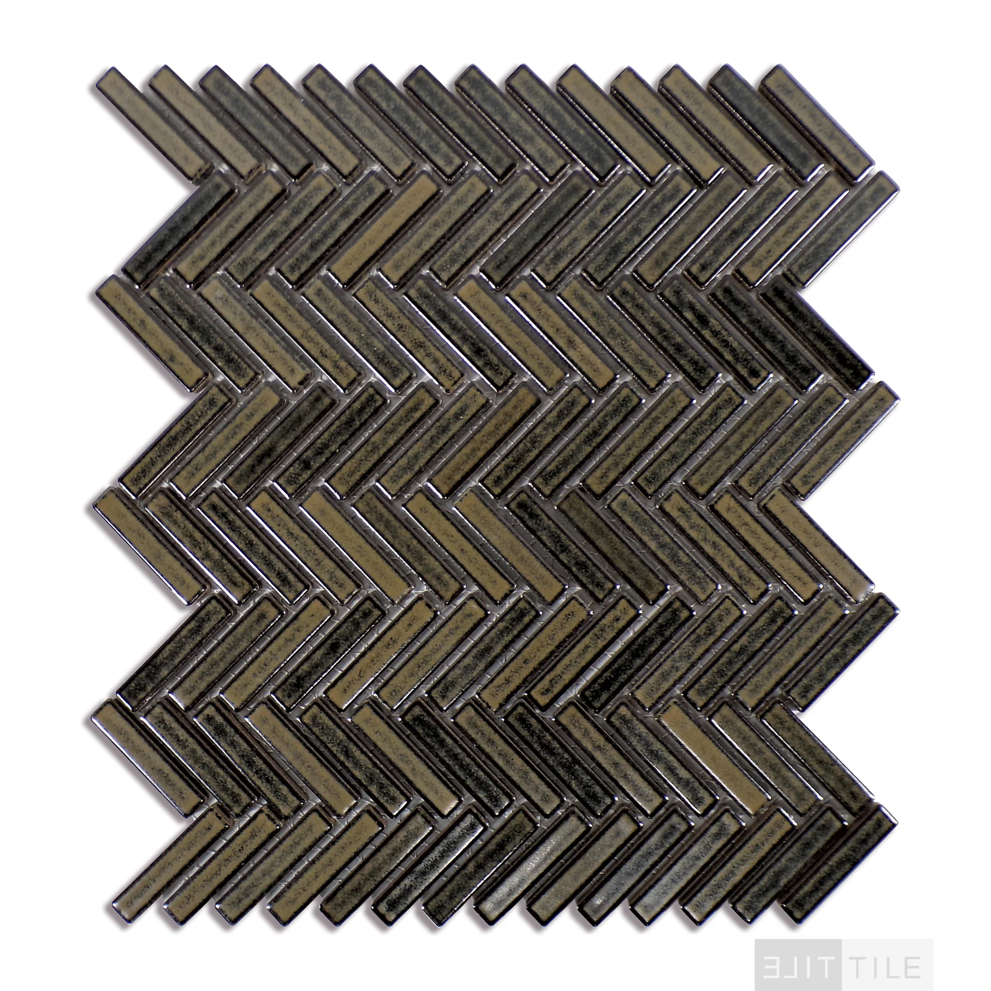 90° 1/2X2 Herringbone Glazed Porcelain Mosaic 11X12-1/4 Shadow Gloss - Image 2