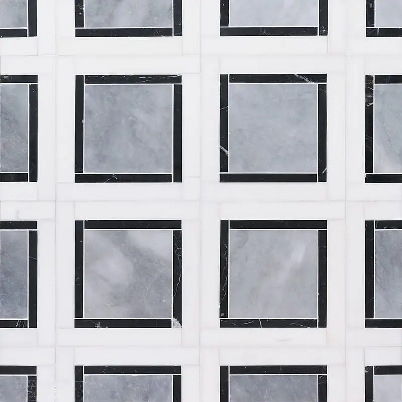 Allure Light Cambridge Mosaic 12-7/8X12-7/8 Snow White Black Allure  Multi Finish
