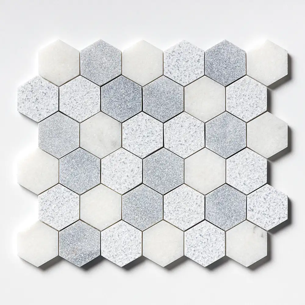 Allure Light 2X2 Hexagon Mosaic 10-3/8X12 Allure Glacier Textured - Image 3