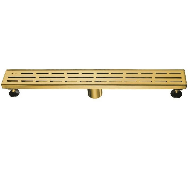 Amazon River Shower Linear Drain - 14G 304Type Stainless Steel Matte Gold Finish 24"LX3"WX3-1/8"D LAN240304MAG