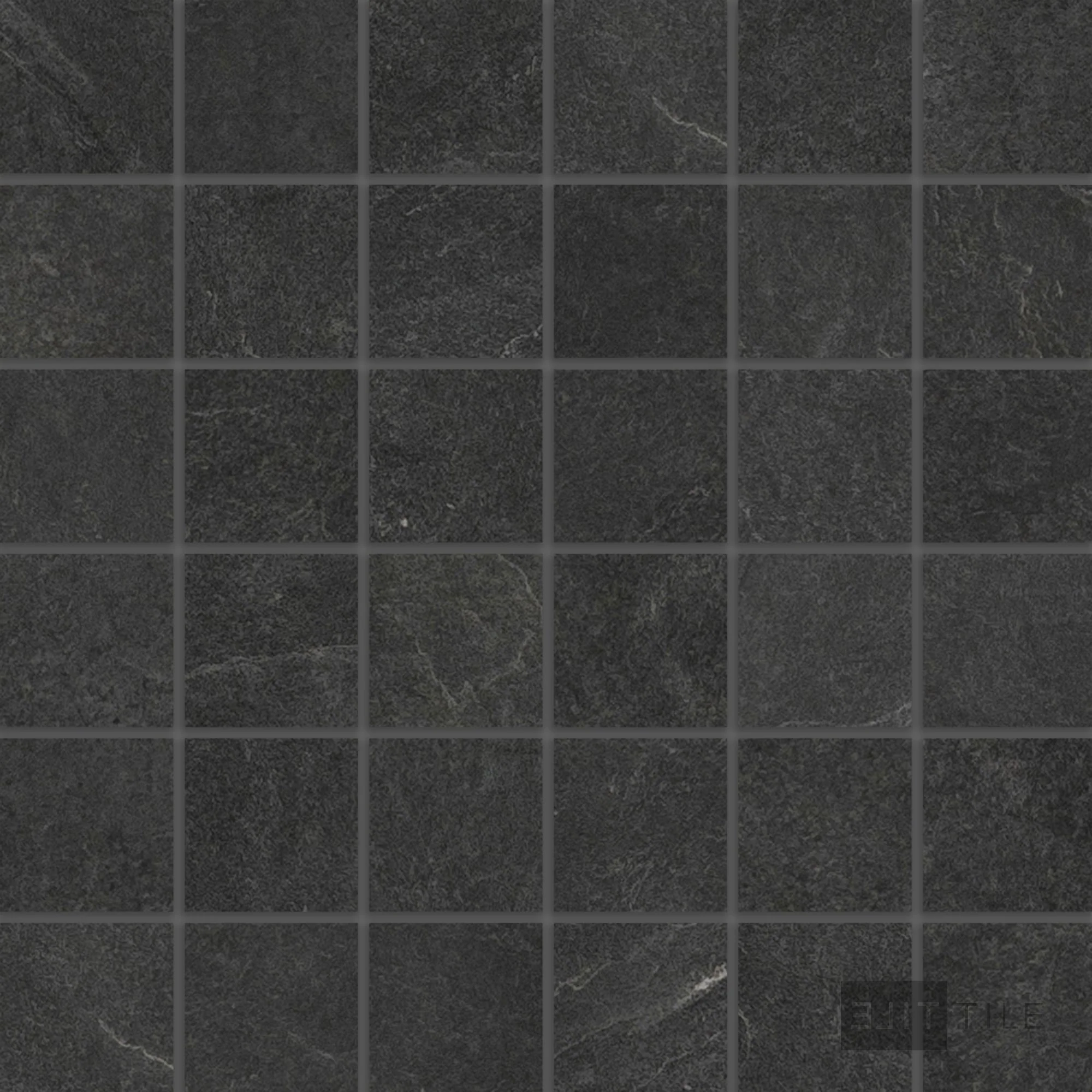 Ash 2X2 Square Porcelain Mosaic 12X12 Black Matte