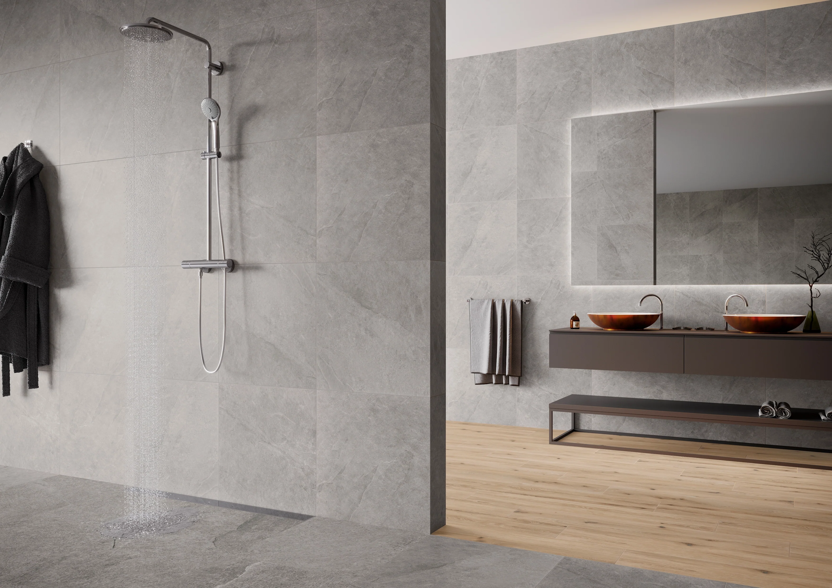 Ash Porcelain Large Format Field Tile 24X48 Silver Matte - Image 2