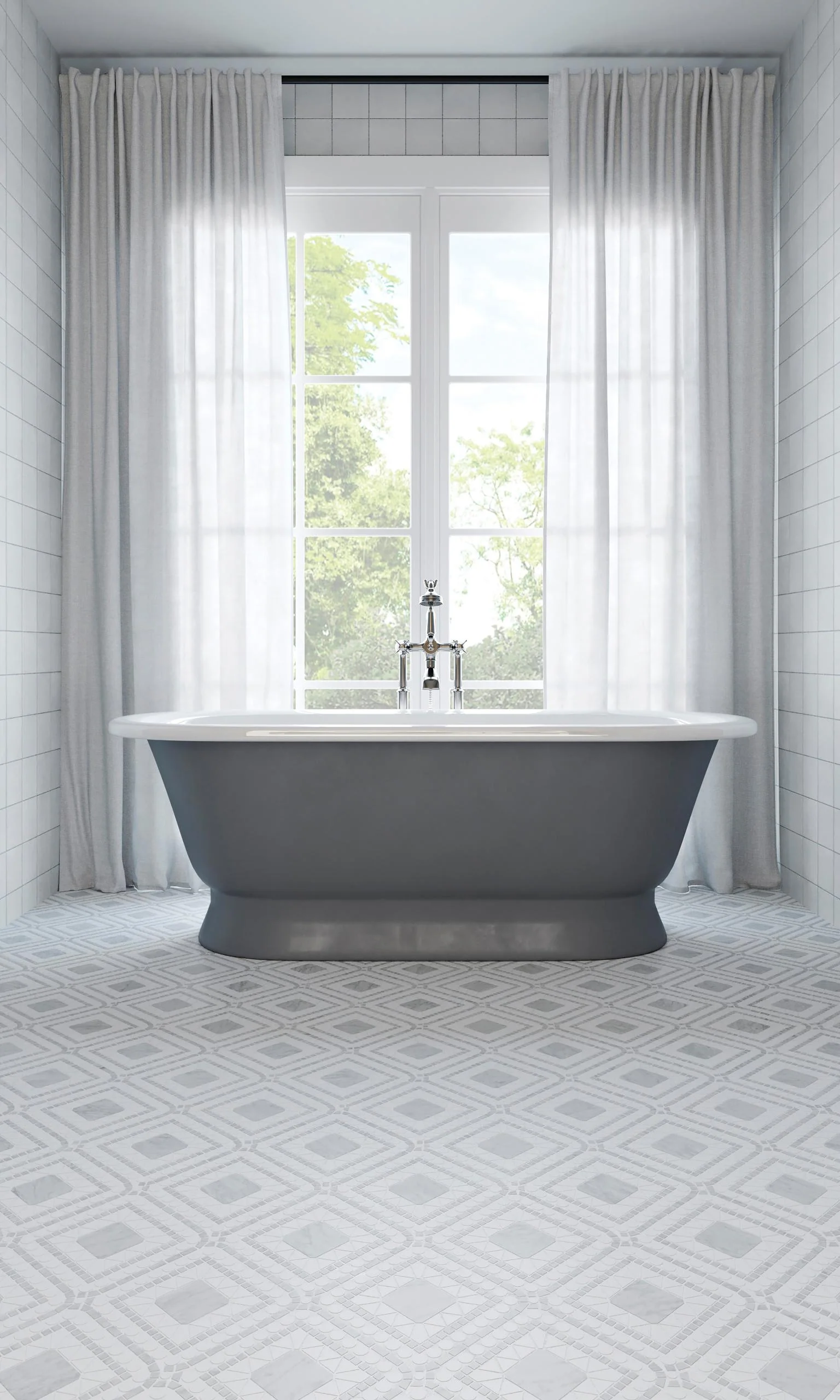 Atrium Marble Blend Mosaic Honed 15.75X15.75 White Carrara/White Thassos - Image 2