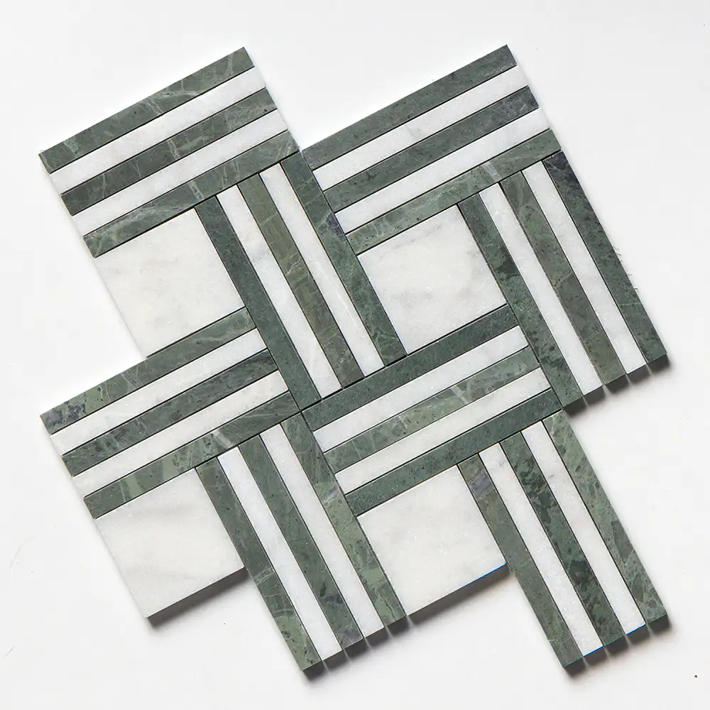 Avalon Maze Basket Mosaic 14-15/16X17-11/16 Avalon Verde Capri Honed&Polished
