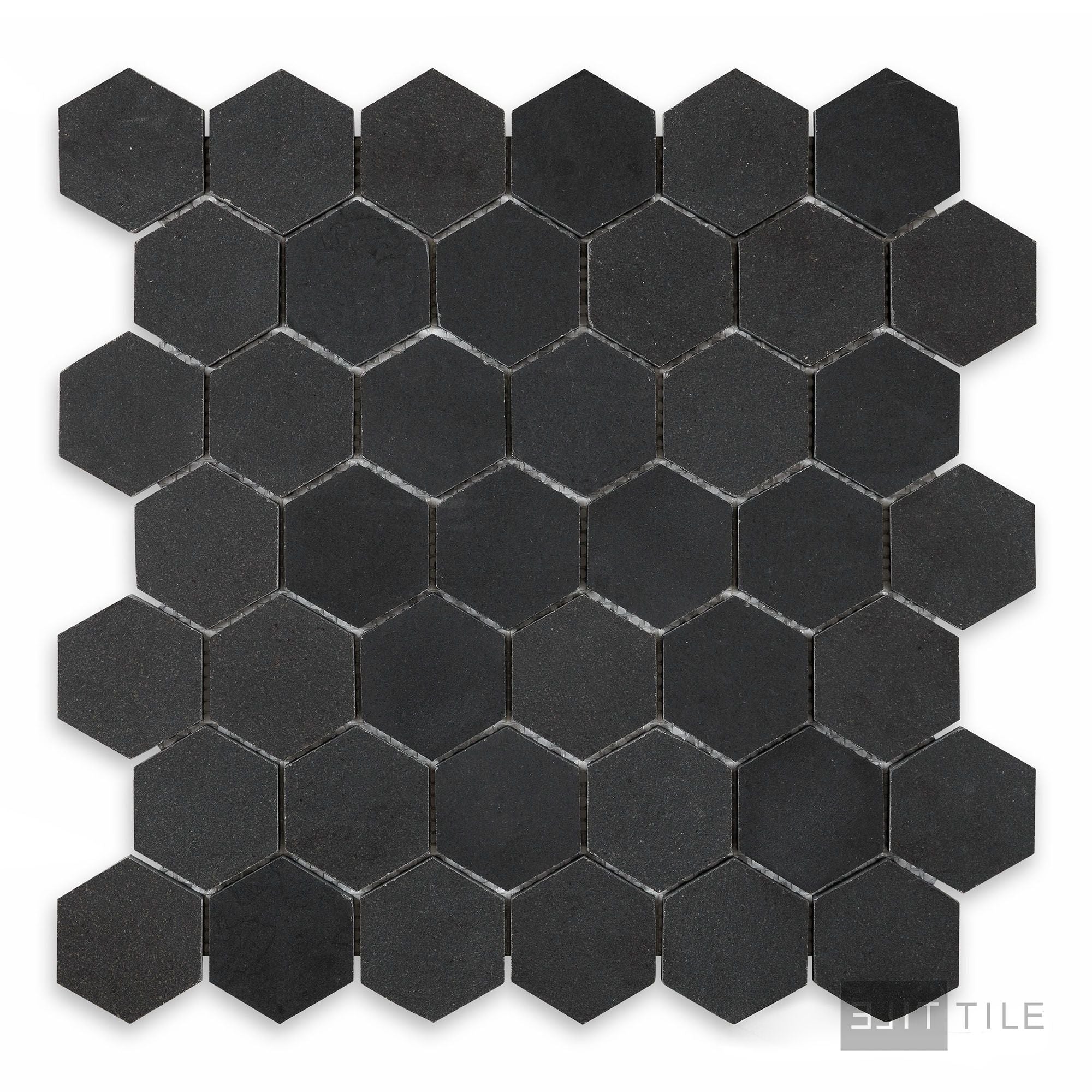 Basalt Black 2" Hexagon Honed Mosaic - Image 3