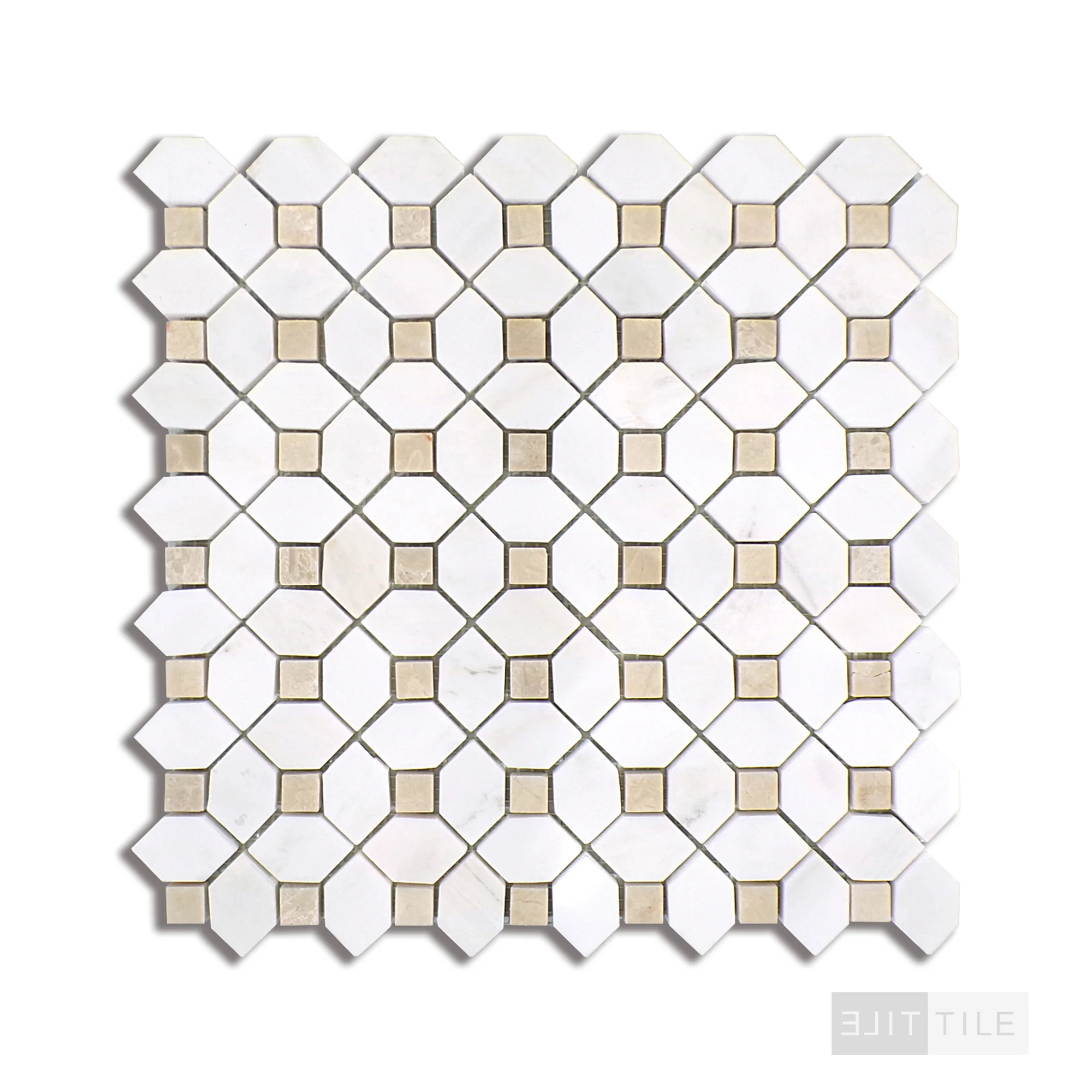 Bianco Dolomite Mosaics Dotty Marble Mosaic Crema Misc. 0 Polished - Image 3
