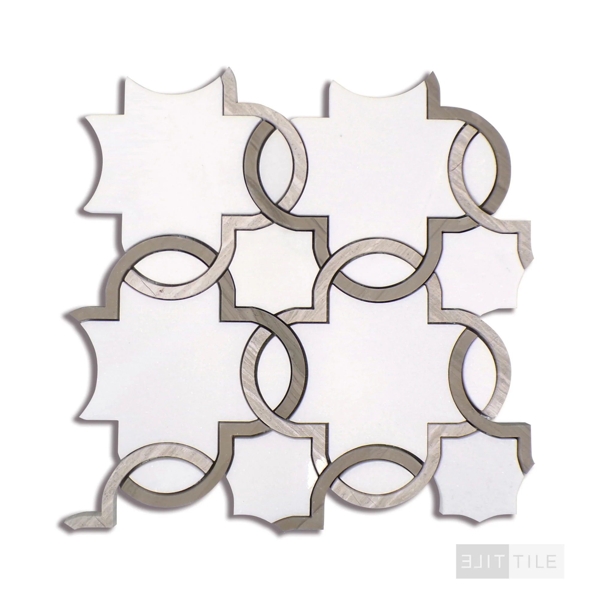 Bianco Dolomite Mosaics Quarterfoil Marble Mosaic Pattern 0 Polished - Image 3