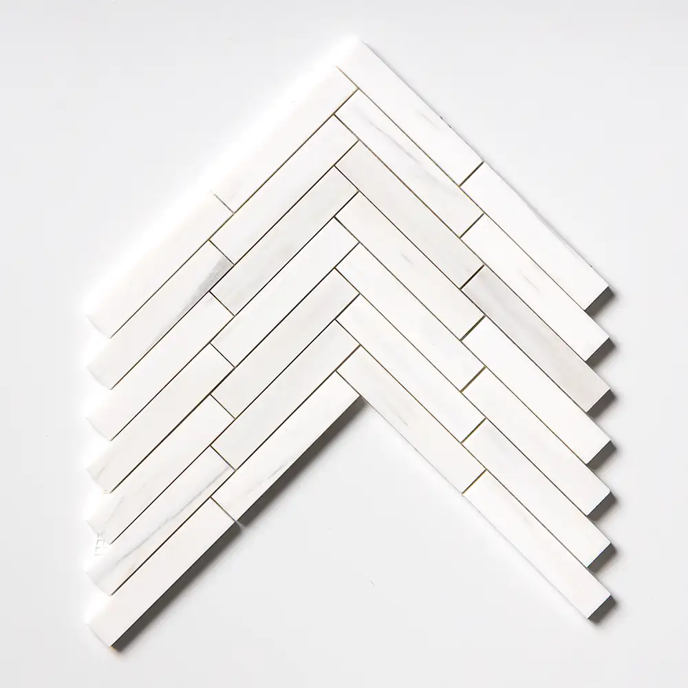 Bianco Dolomiti Large Herringbone Mosaic 12-7/8X8-9/16 Bianco Dolomiti Honed