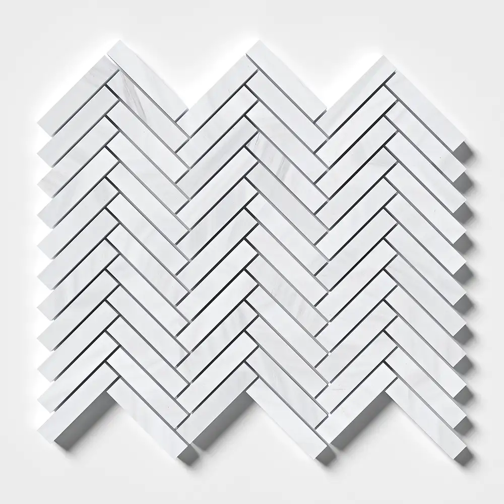Bianco Dolomiti 5/8X3 Herringbone Mosaic 12X12 Bianco Dolomiti Honed