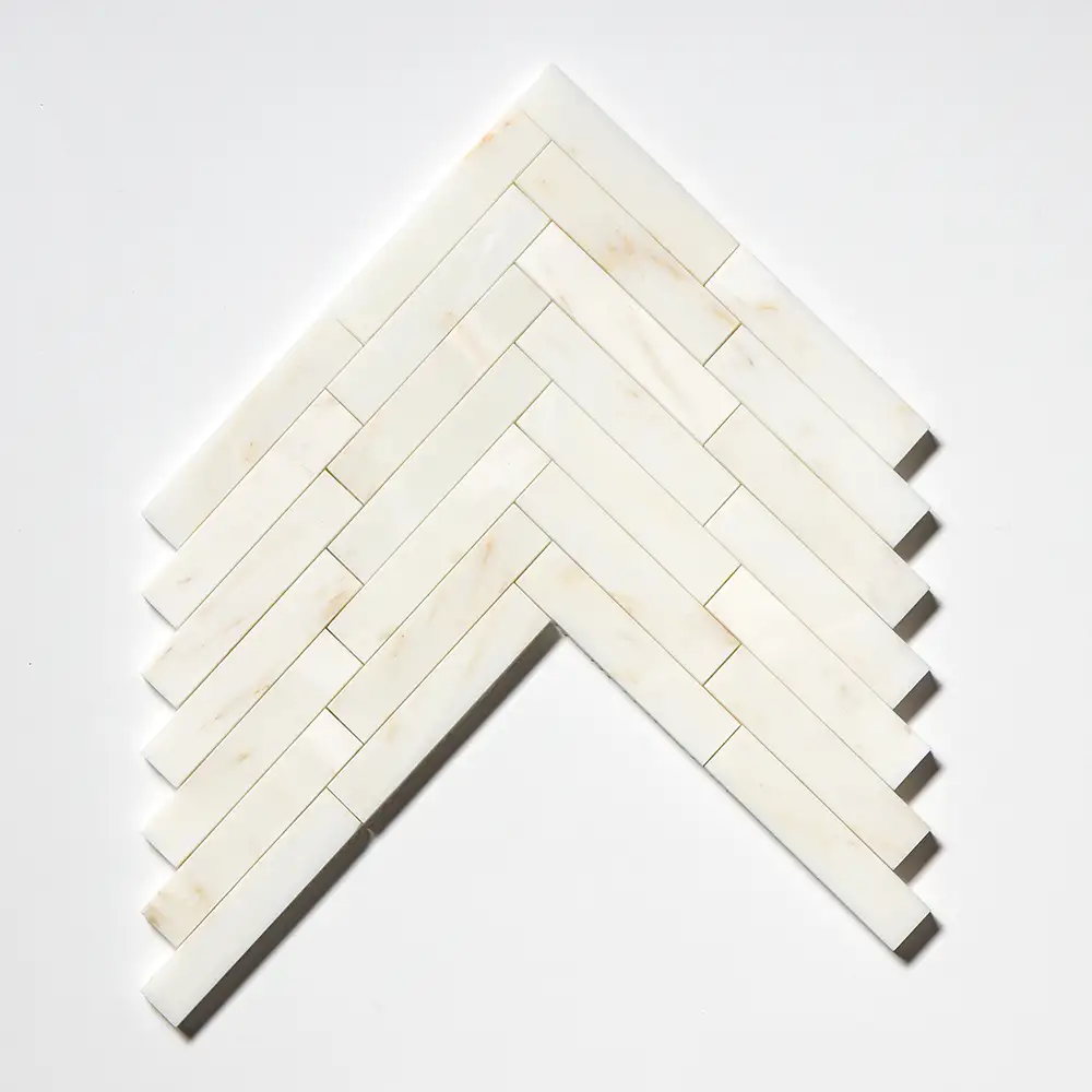 Calacatta Amber Marble Large Herringbone Mosaic 12-7/8X8-9/16 Calacatta Amber Honed - Image 3