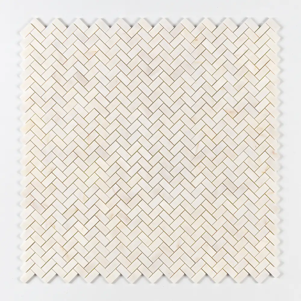 Calacatta Amber Marble 1X2 Herringbone Mosaic 12-1/8X13-3/8 Calacatta Amber Honed