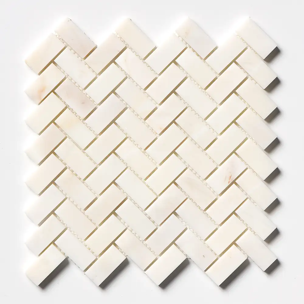 Calacatta Amber Marble 1X2 Herringbone Mosaic 12-1/8X13-3/8 Calacatta Amber Honed - Image 2