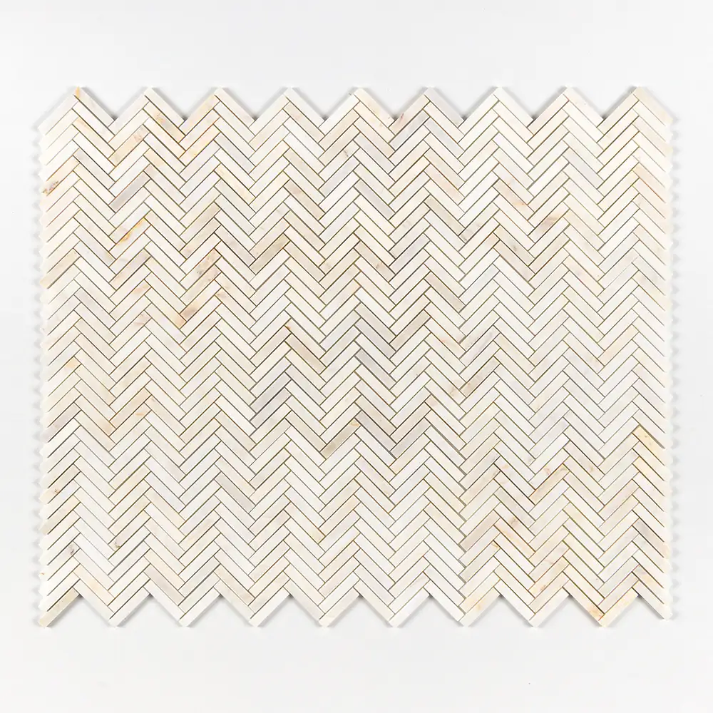 Calacatta Amber Marble 5/8X3 Herringbone Mosaic 12-1/8X13-3/8 Calacatta Amber Honed