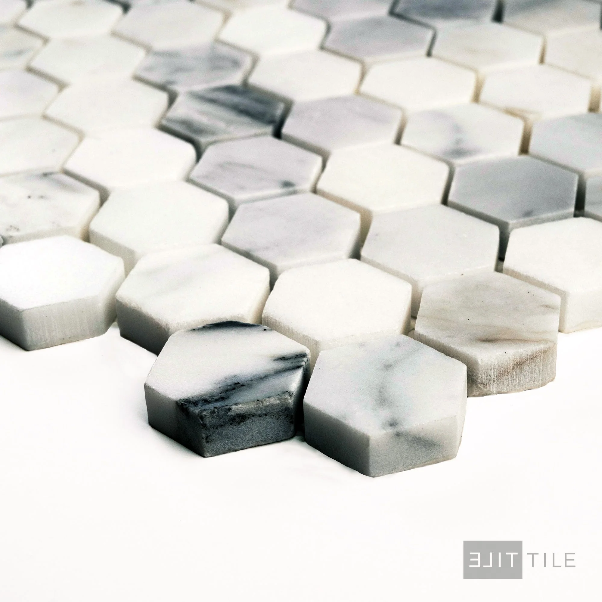 Calacatta Gold Marble 1" Hexagon Honed Mosaic - Image 4