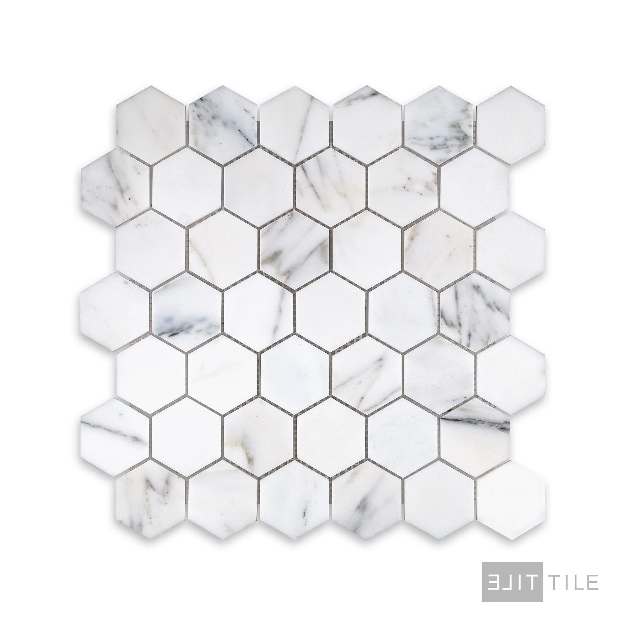 Calacatta Gold Marble 2" Hexagon Honed Mosaic - Image 3