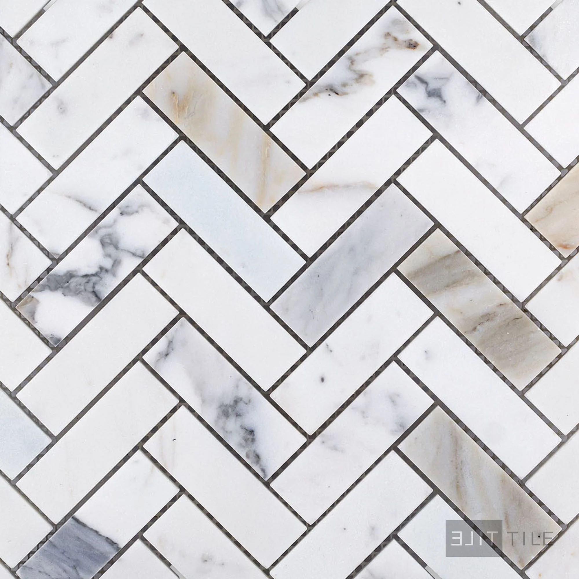 Calacatta Gold Marble 1X3 Herringbone Honed Mosaic