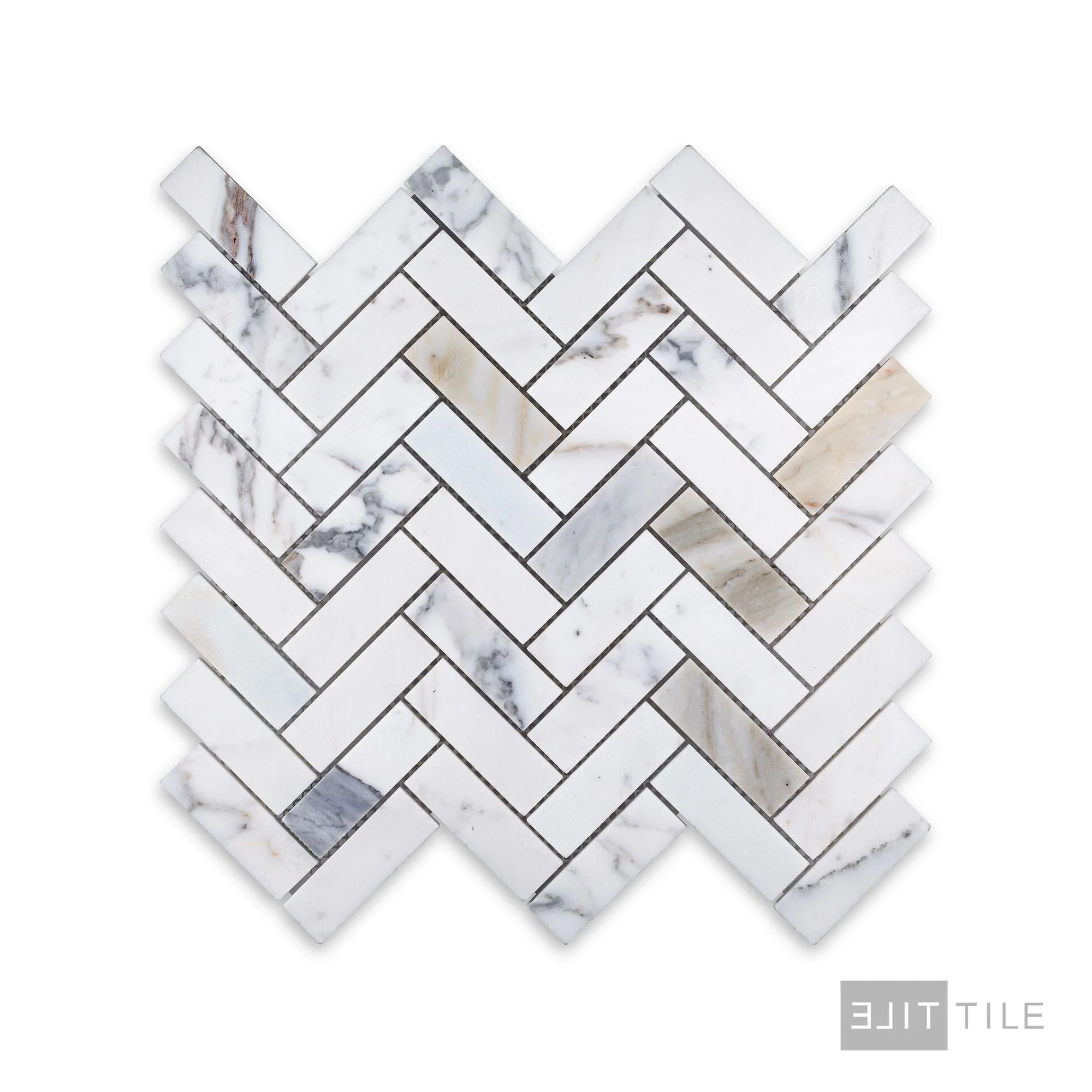 Calacatta Gold Marble 1X3 Herringbone Honed Mosaic - Image 2