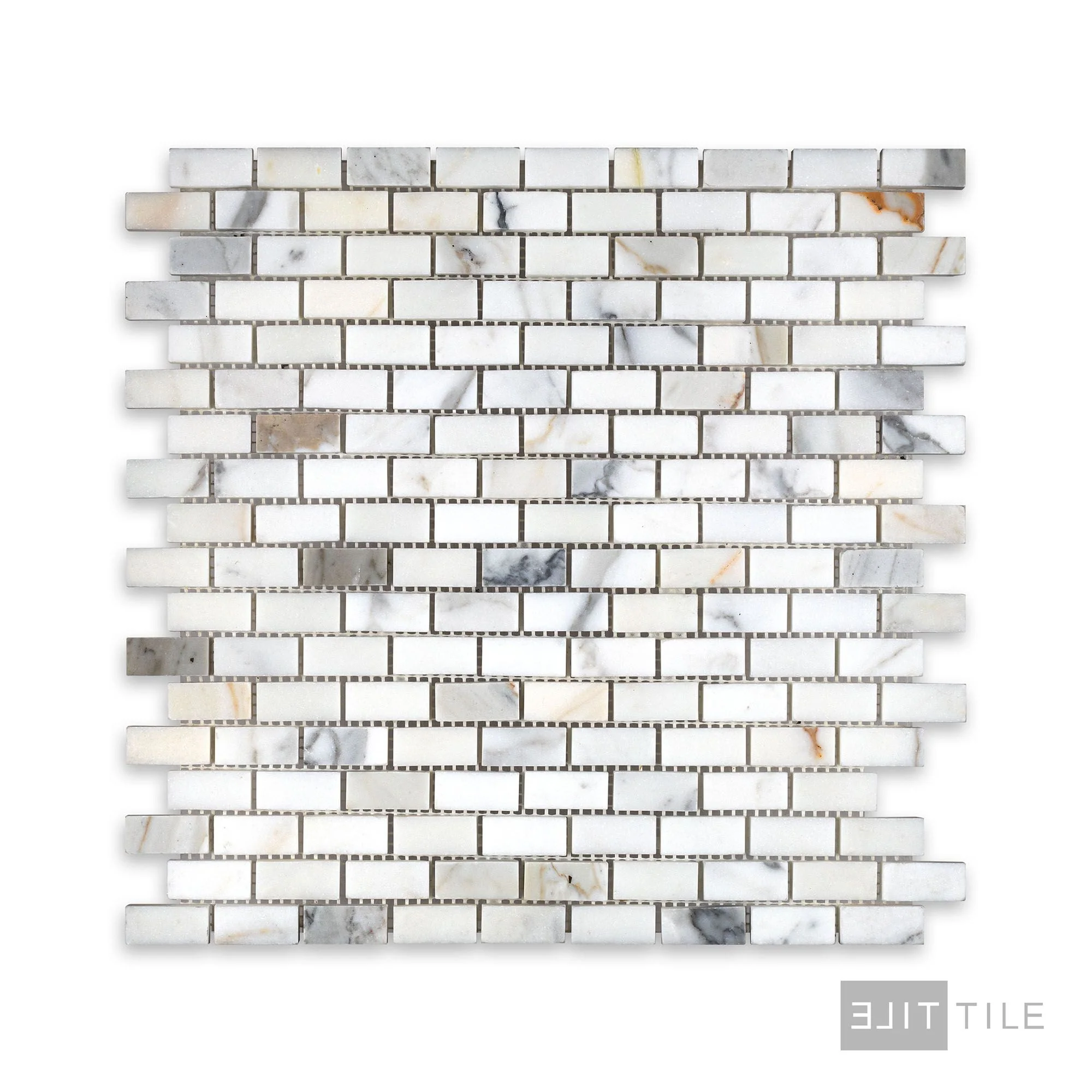Calacatta Gold Marble 5/8X1-1/4 Brick Honed Mosaic - Image 2