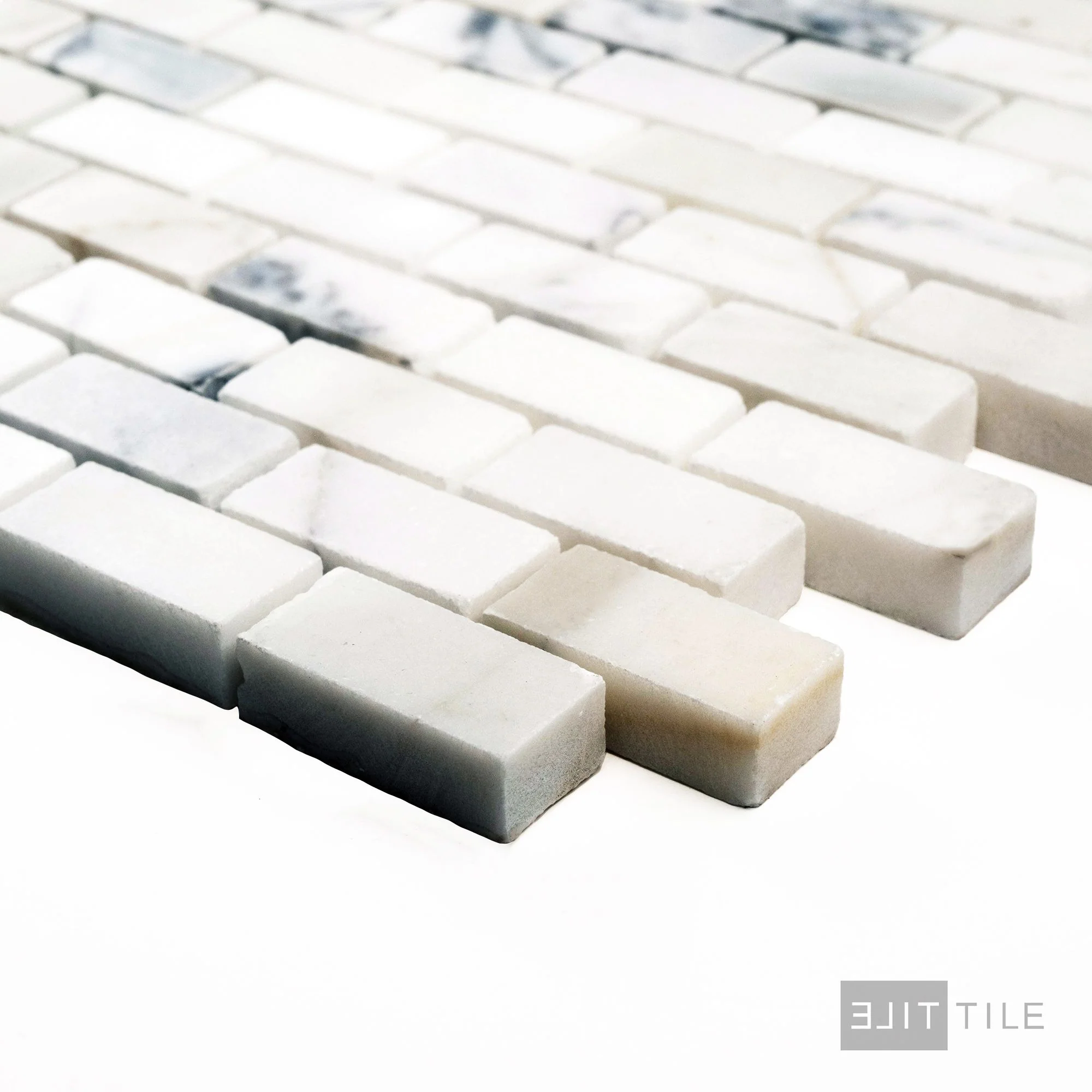 Calacatta Gold Marble 5/8X1-1/4 Brick Honed Mosaic - Image 3