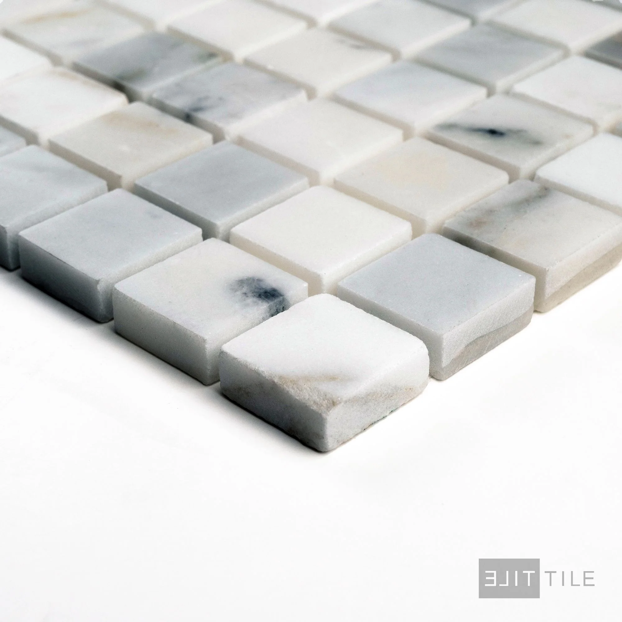 Calacatta Gold Marble 1" Square Honed Mosaic - Image 3