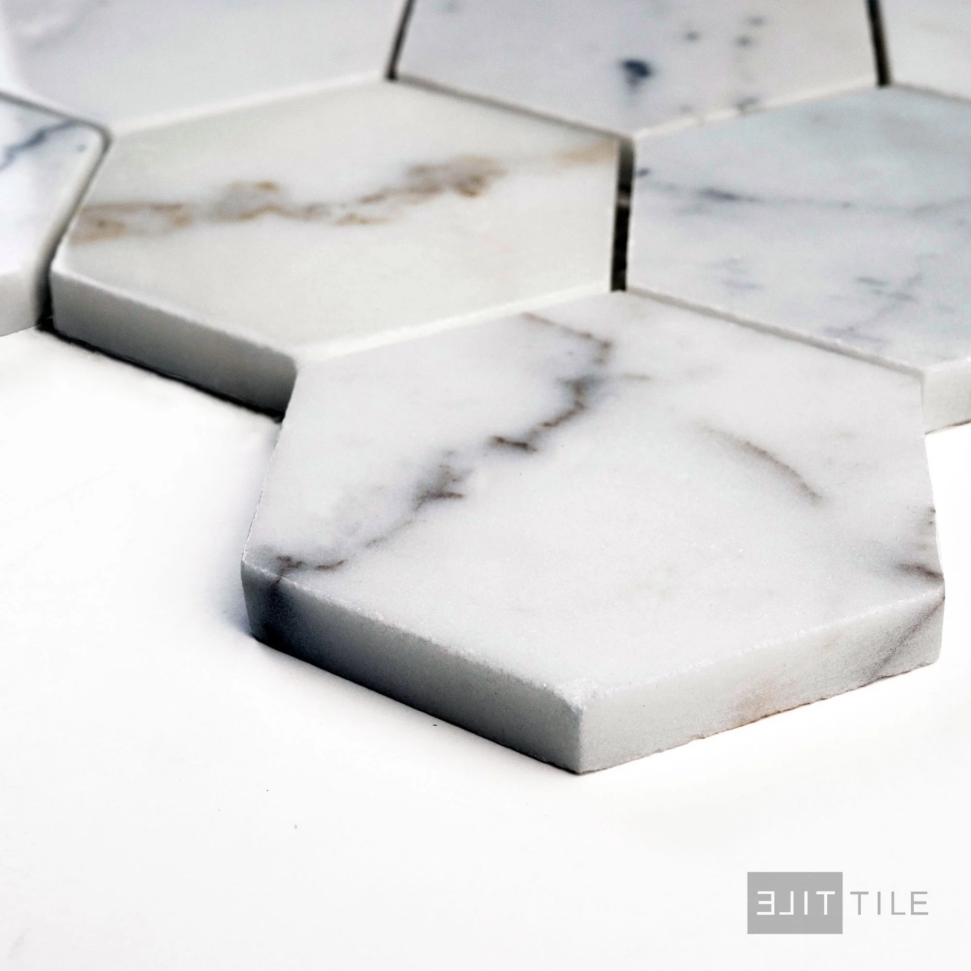 Calacatta Gold Marble 3" Hexagon Polished Mosaic - Image 3