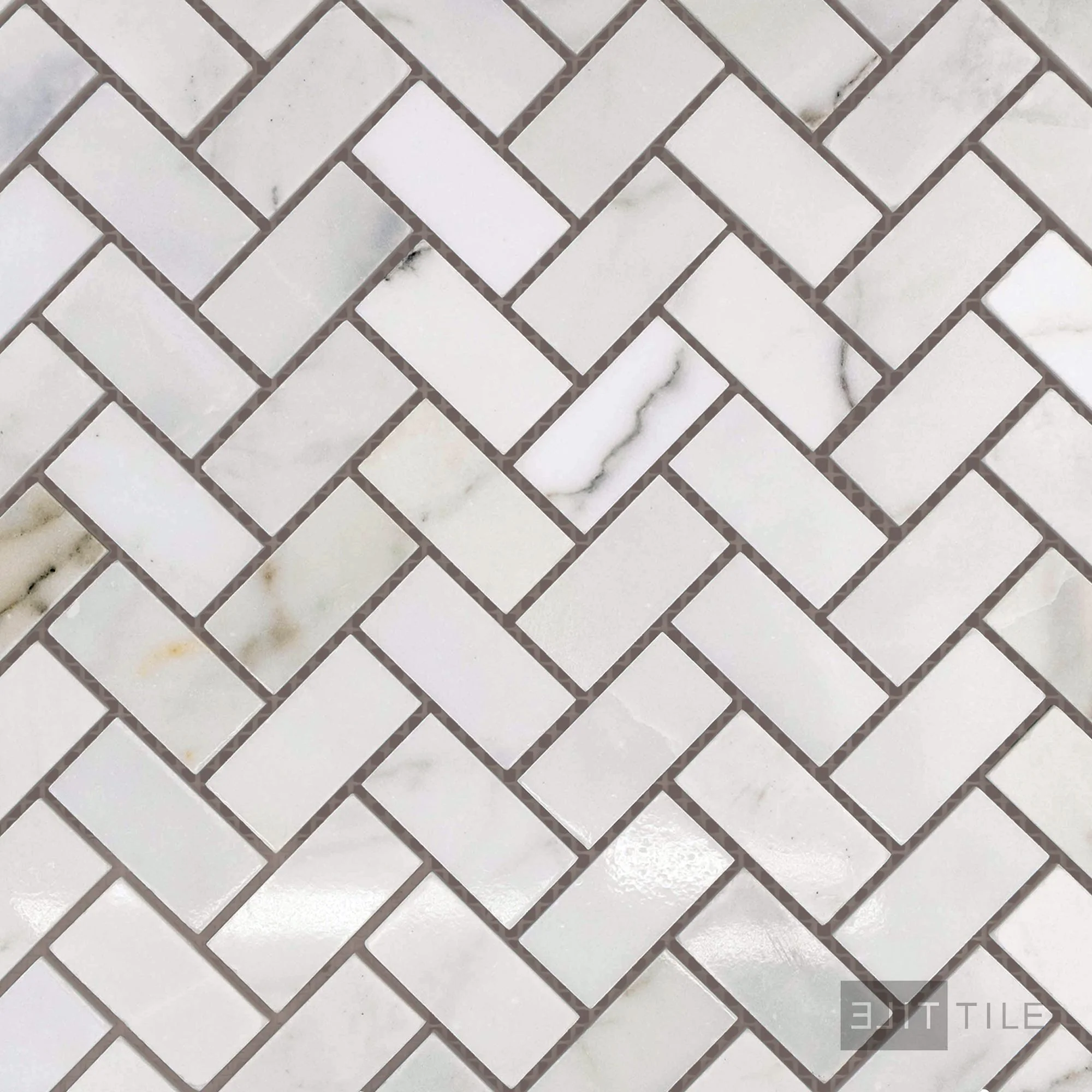 Calacatta Gold Marble 1X2 Herringbone Polished Mosaic