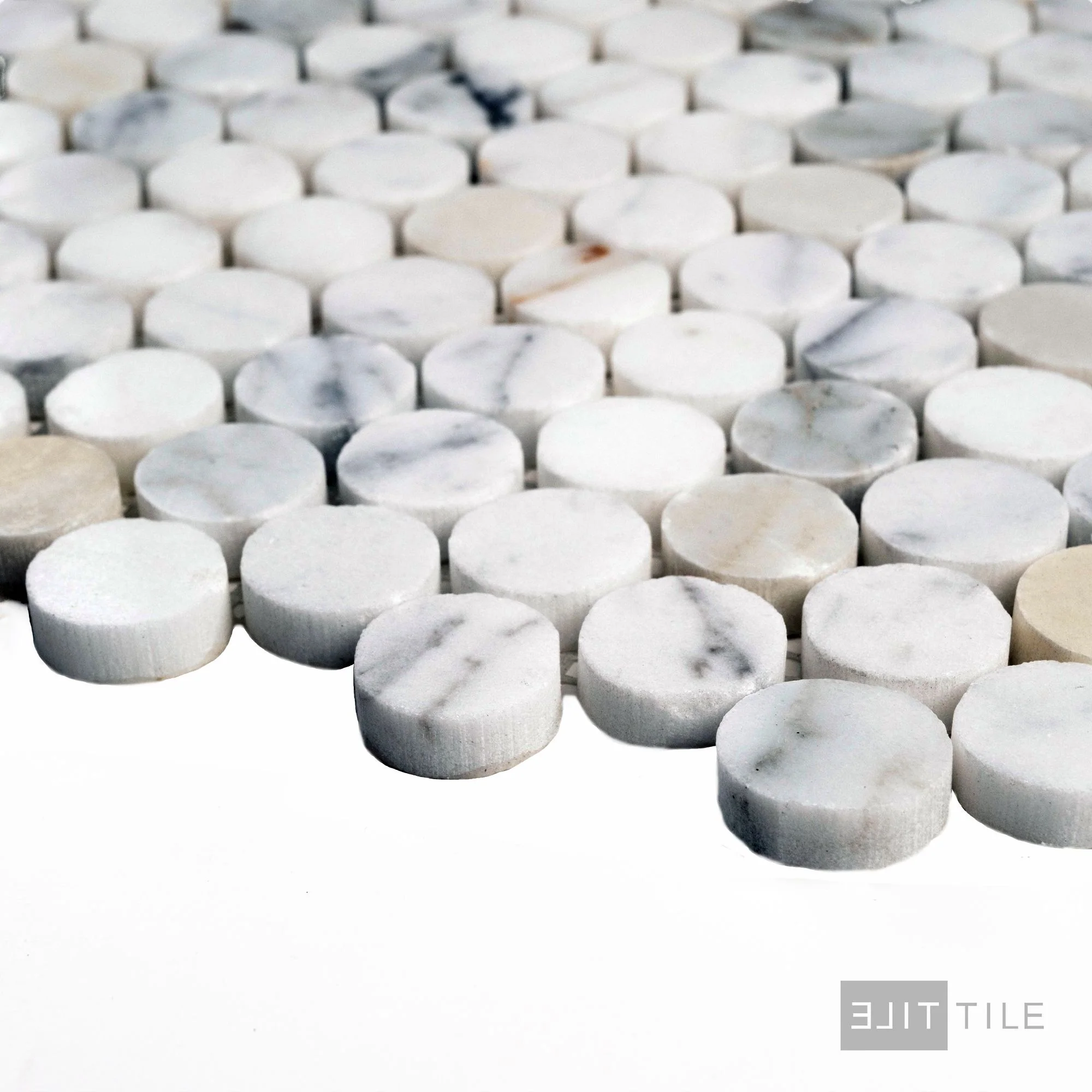Calacatta Gold Marble Penny Round Polished Mosaic - Image 3