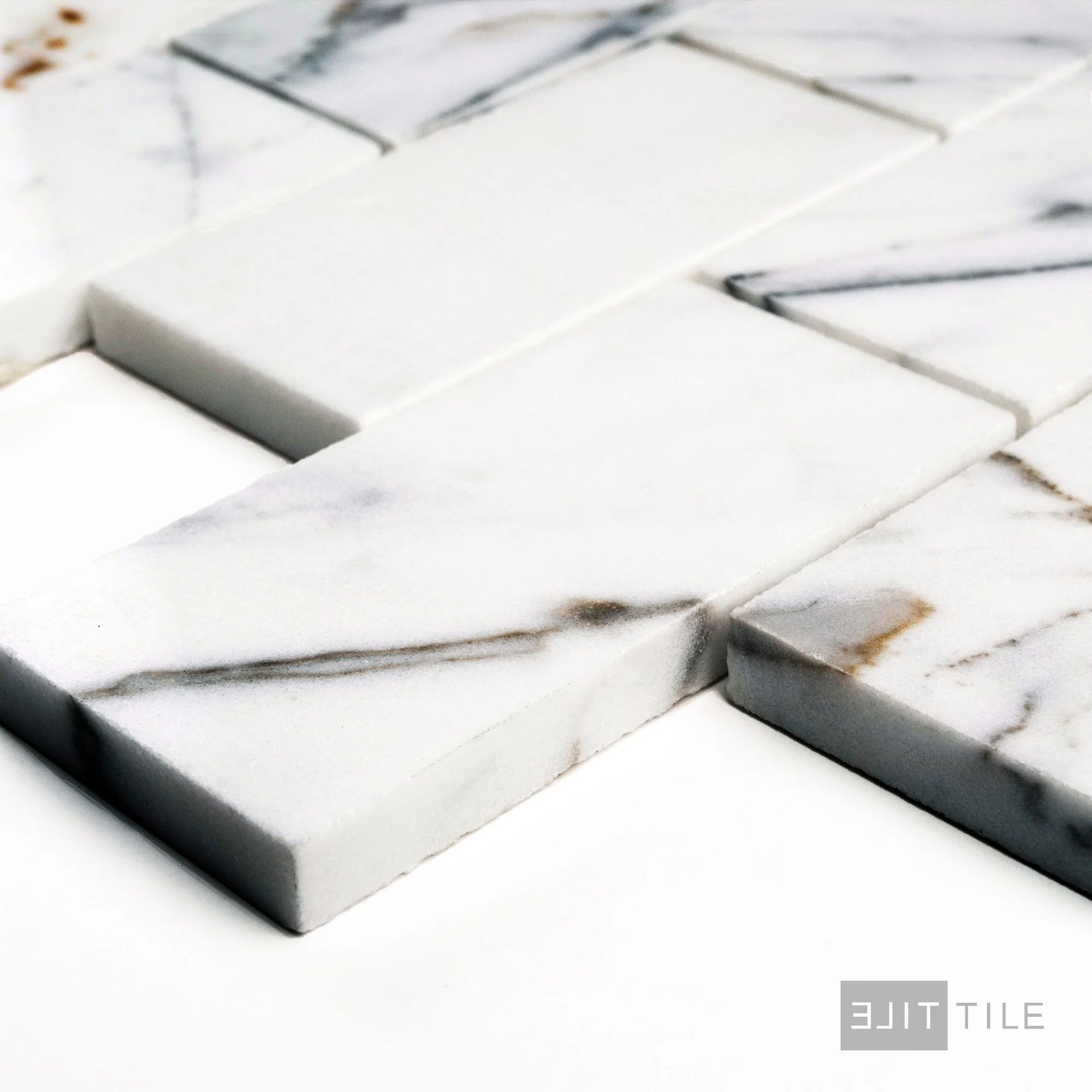 Calacatta Gold Marble 2X4 Brick Polished Mosaic - Image 3