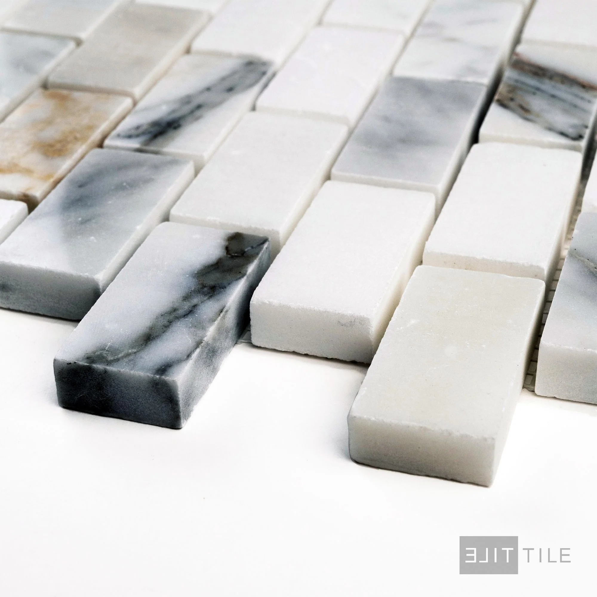 Calacatta Gold Marble 5/8X1-1/4 Brick Polished Mosaic - Image 3