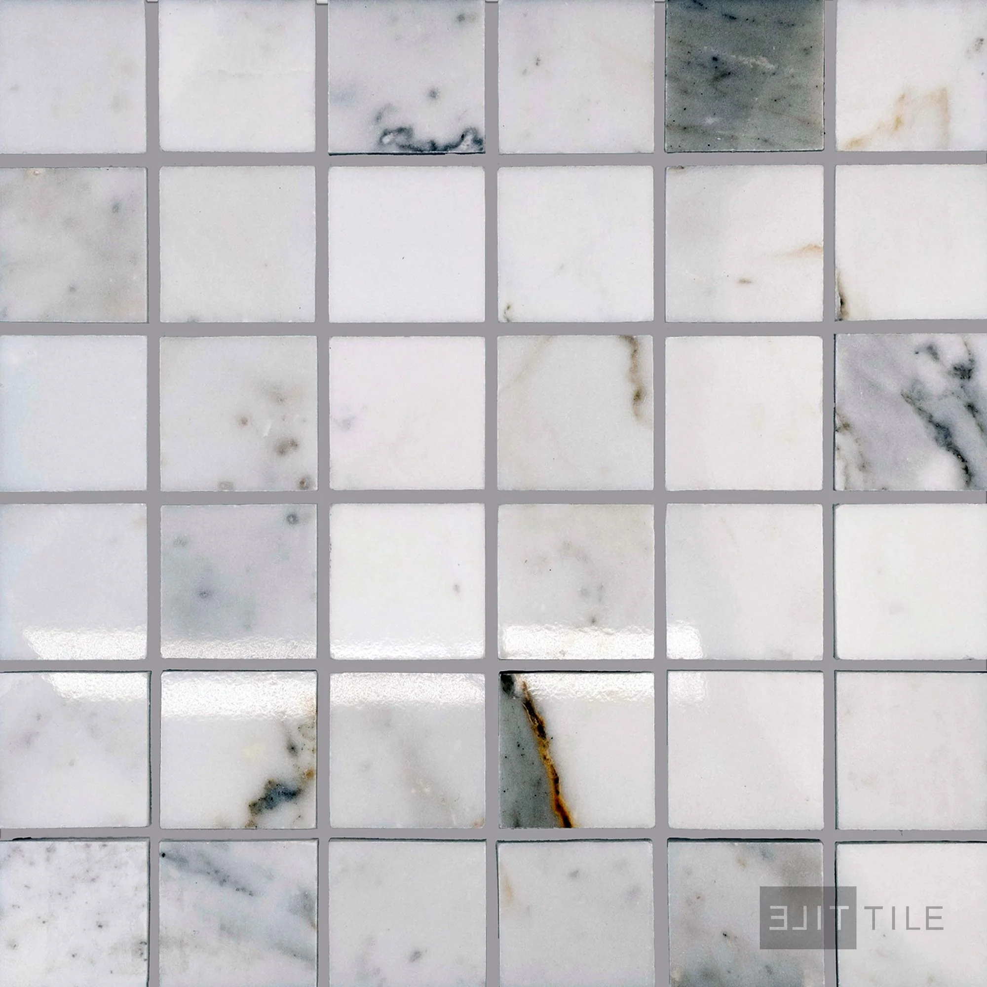 Calacatta Gold Marble 2" Square Polished Mosaic