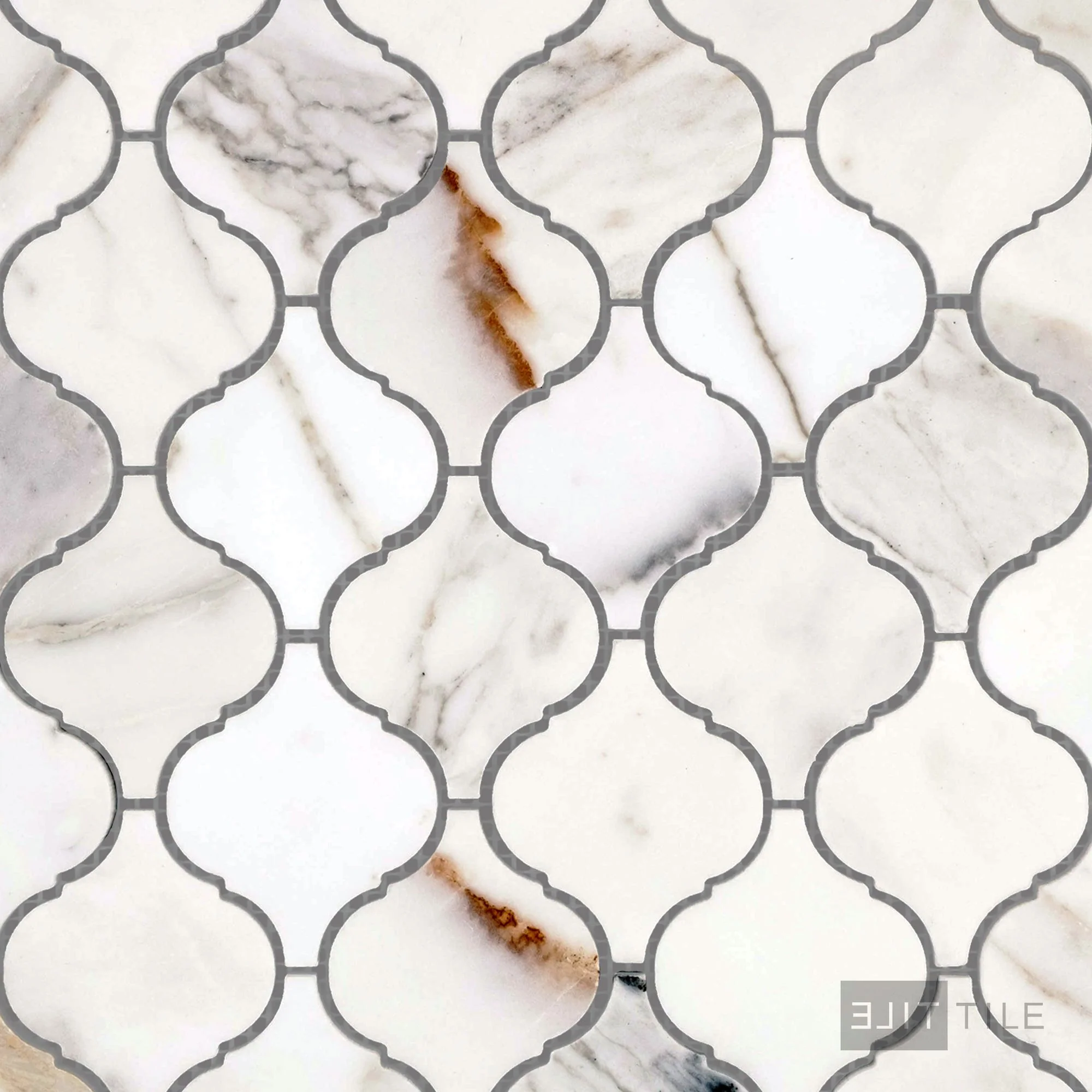 Calacatta Gold Marble 4" Lantern/Arabesque Polished Mosaic