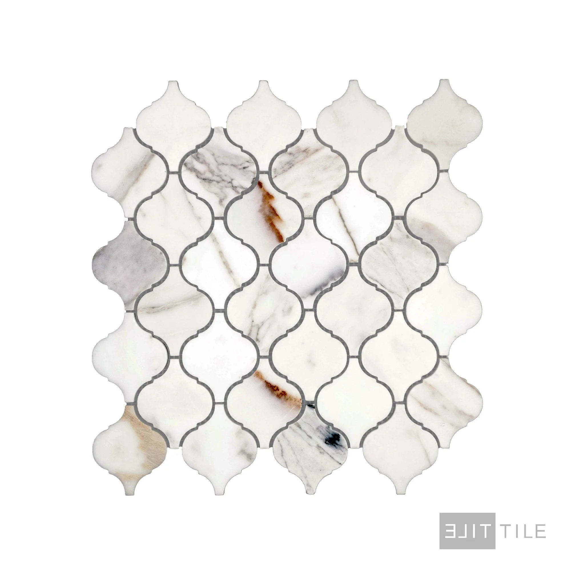 Calacatta Gold Marble 4" Lantern/Arabesque Polished Mosaic - Image 2