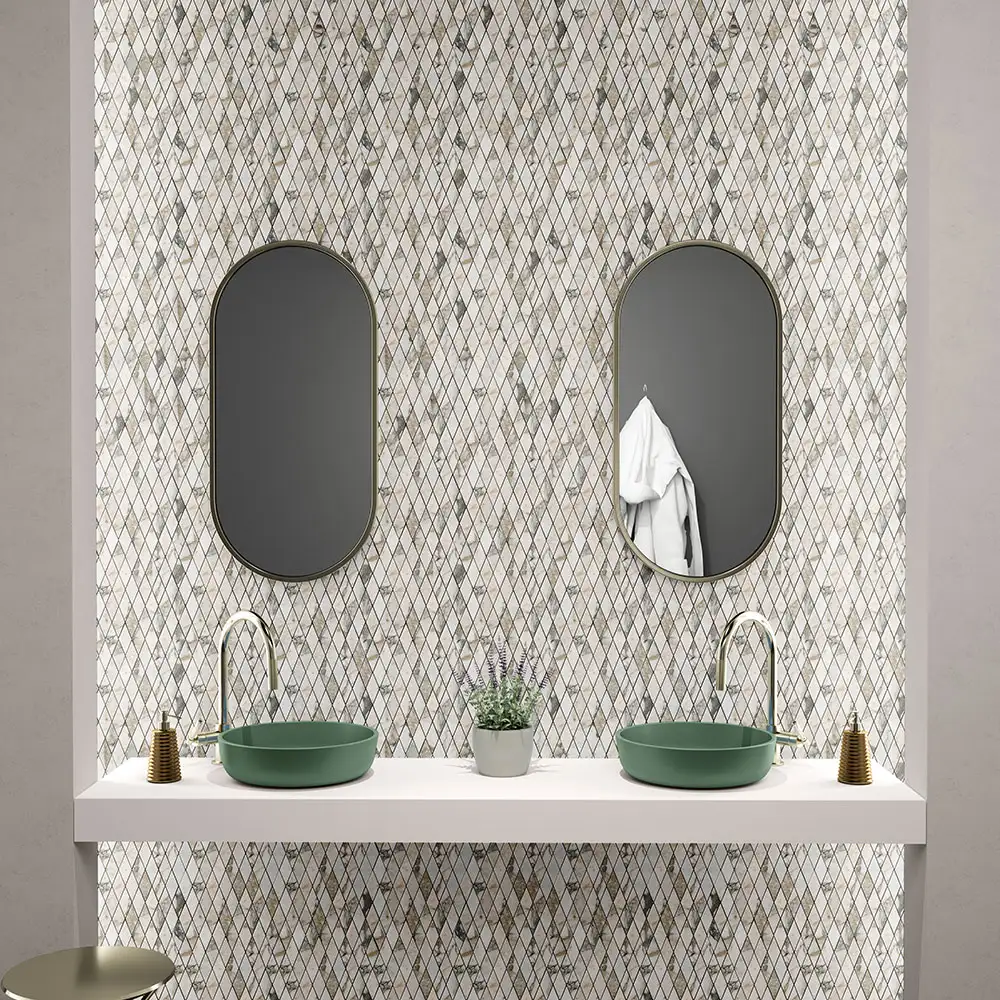 Calacatta Green Marble Rhomboid Mosaic 10-1/8X12-1/8 Calacatta Green Honed - Image 2