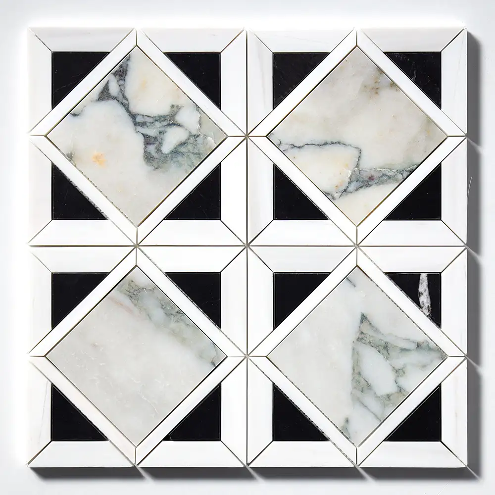 Calacatta Green Marble Kent Mosaic 13-9/16X13-9/16 Calacatta Green Honed - Image 3