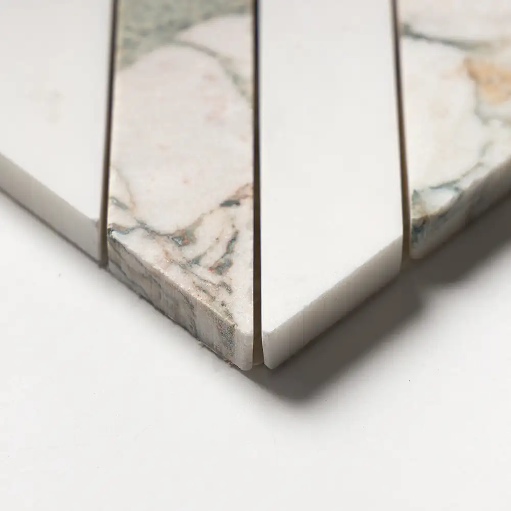 Calacatta Green Marble Ponte Mosaic 14-5/6X14-5/16 Calacatta Green Honed - Image 3