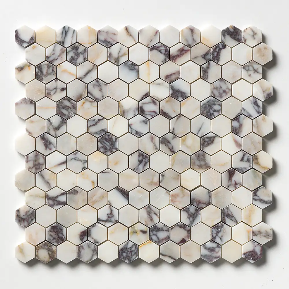 Calacatta Picasso Marble 1X1 Hexagon Mosaic 12X12 Calacatta Picasso Honed - Image 2
