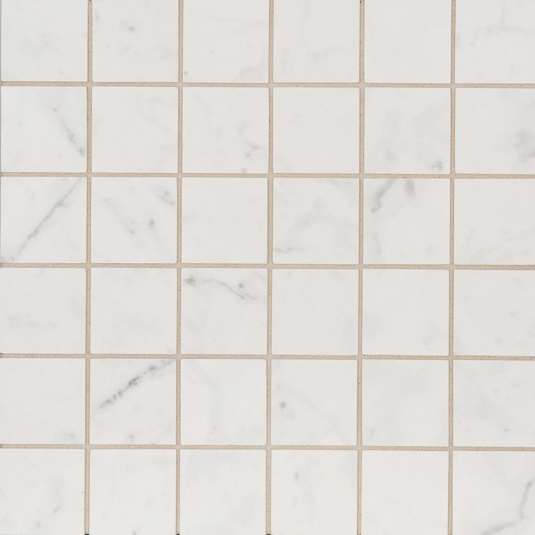 Cava Bianco Square Mosaic 2X2 Carrara Brushed
