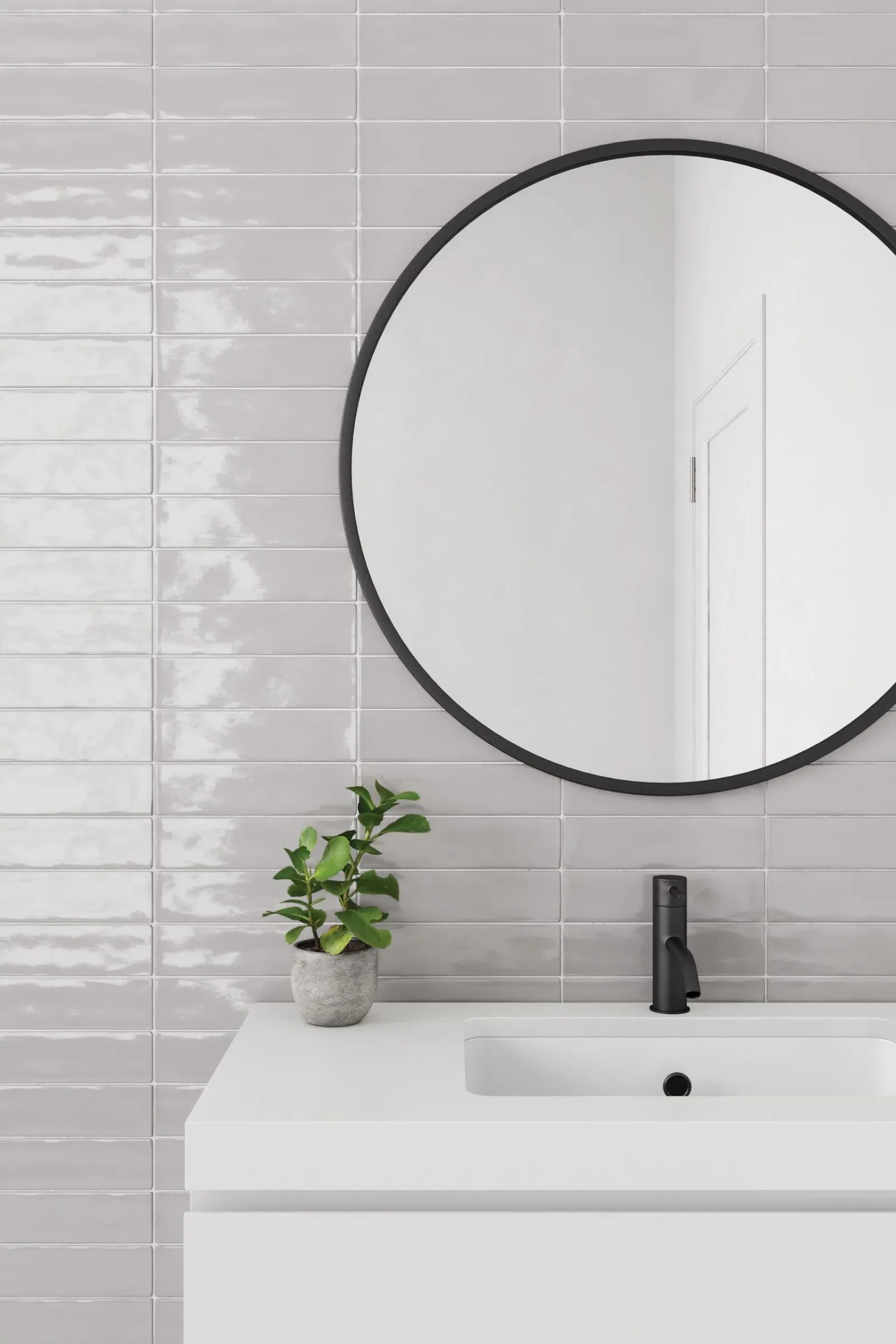 Clara Glazed Porcelain Field Tile 2-3/4X11 Grey Glossy - Image 2
