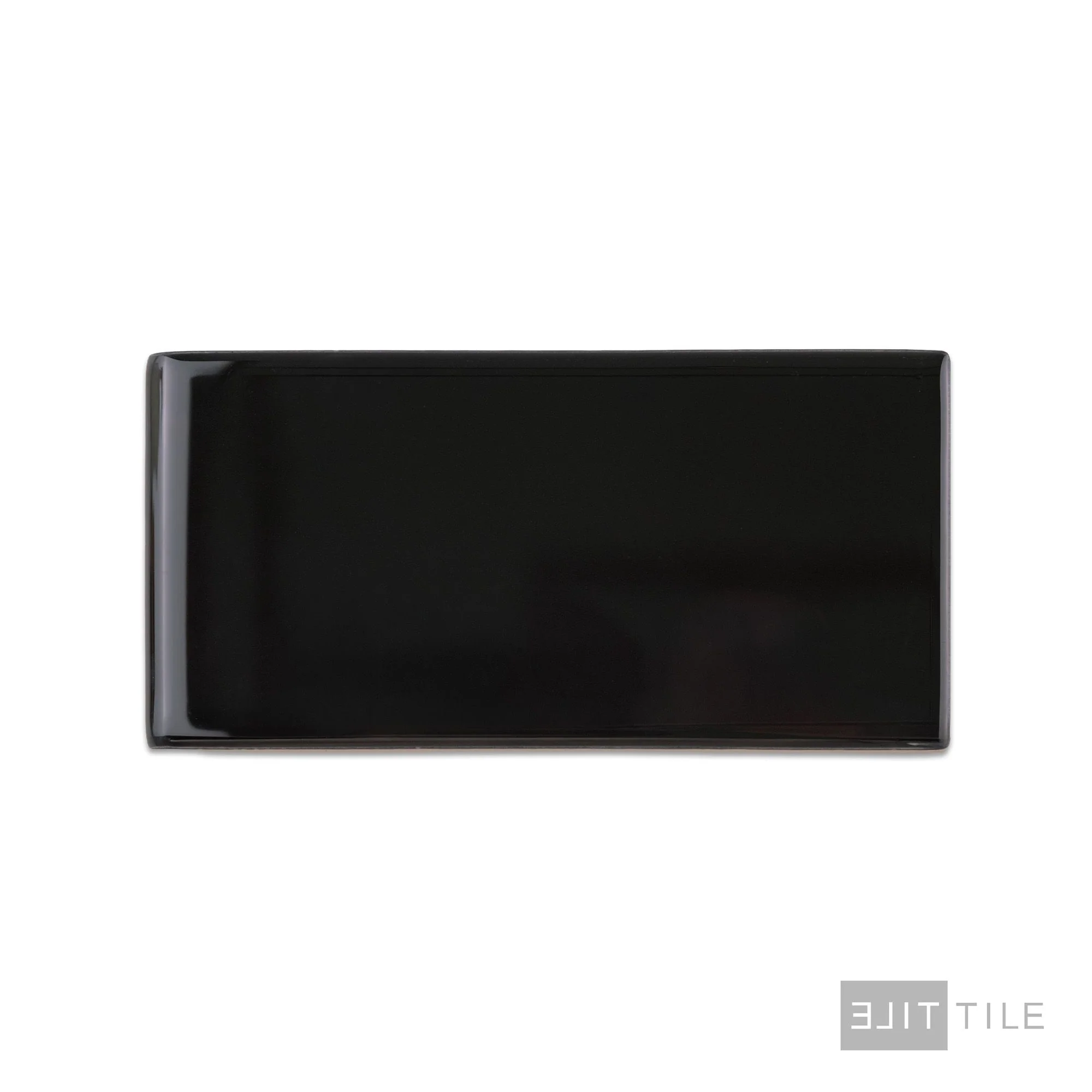 Color Wheel Classic Ceramic Bullnose 3X6 - 3 Side K111 Black Glossy